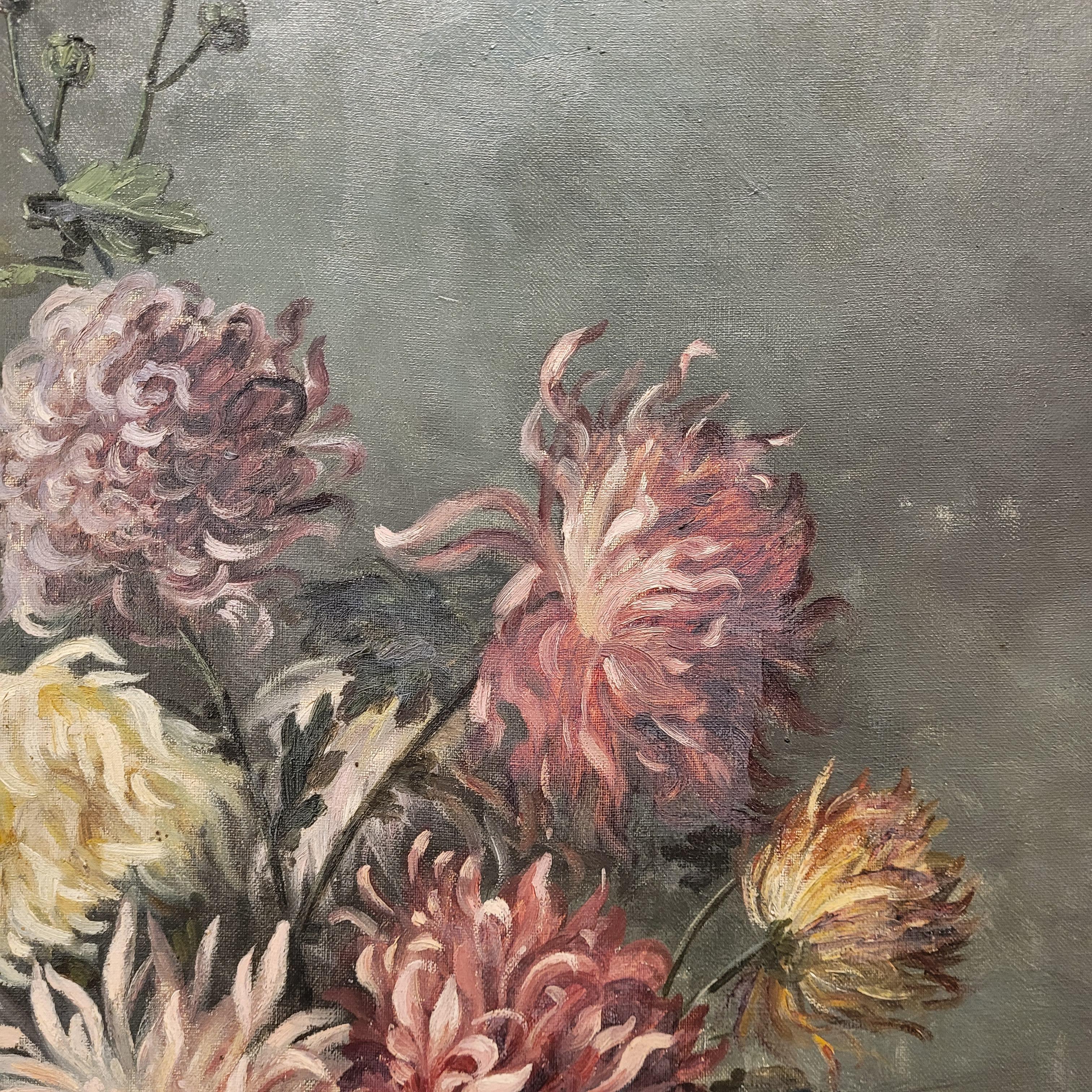 Gemälde Napoleon III Herbstblumen von Marthe Danard Puig  Frankreich im Angebot 14