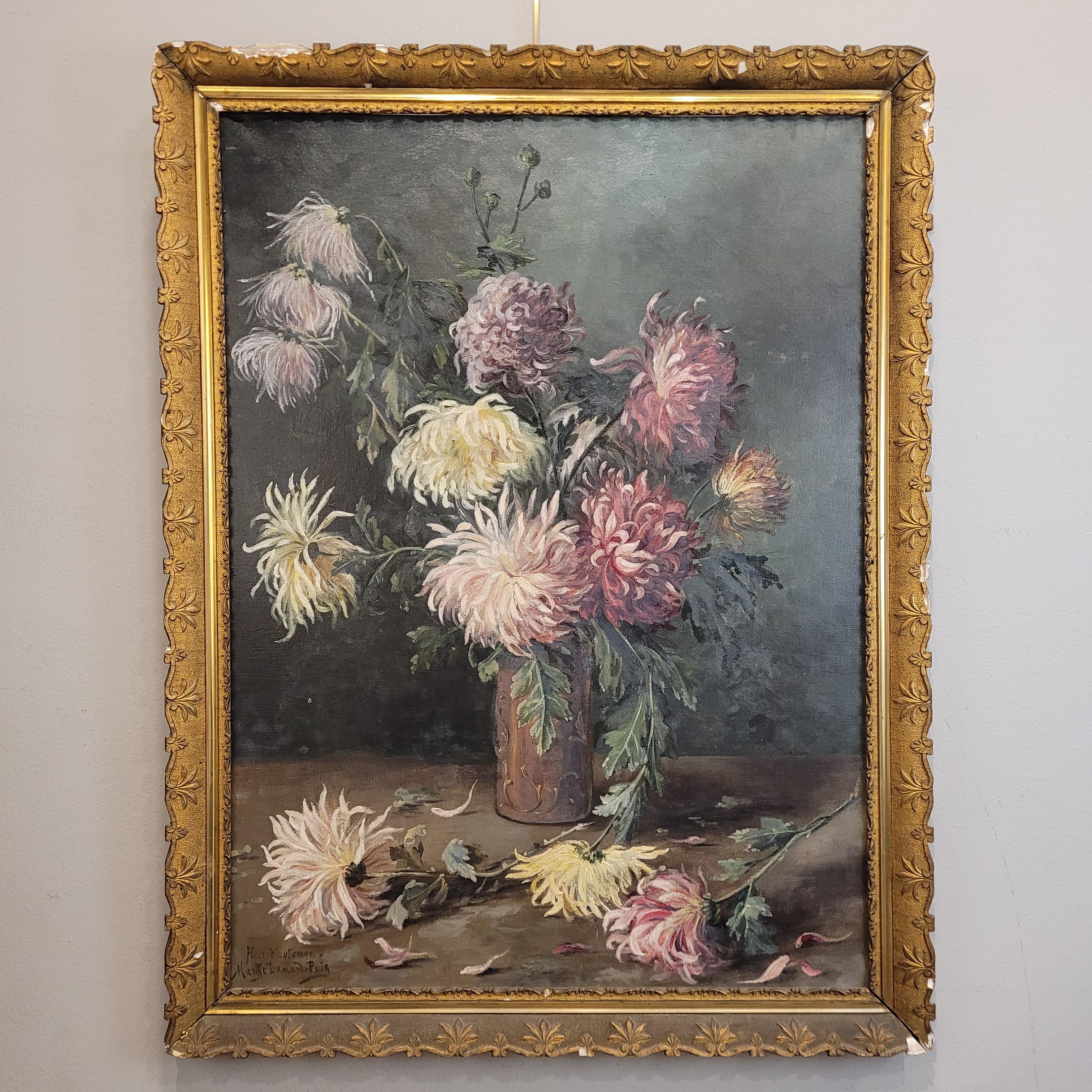 Gemälde Napoleon III Herbstblumen von Marthe Danard Puig  Frankreich im Angebot 3