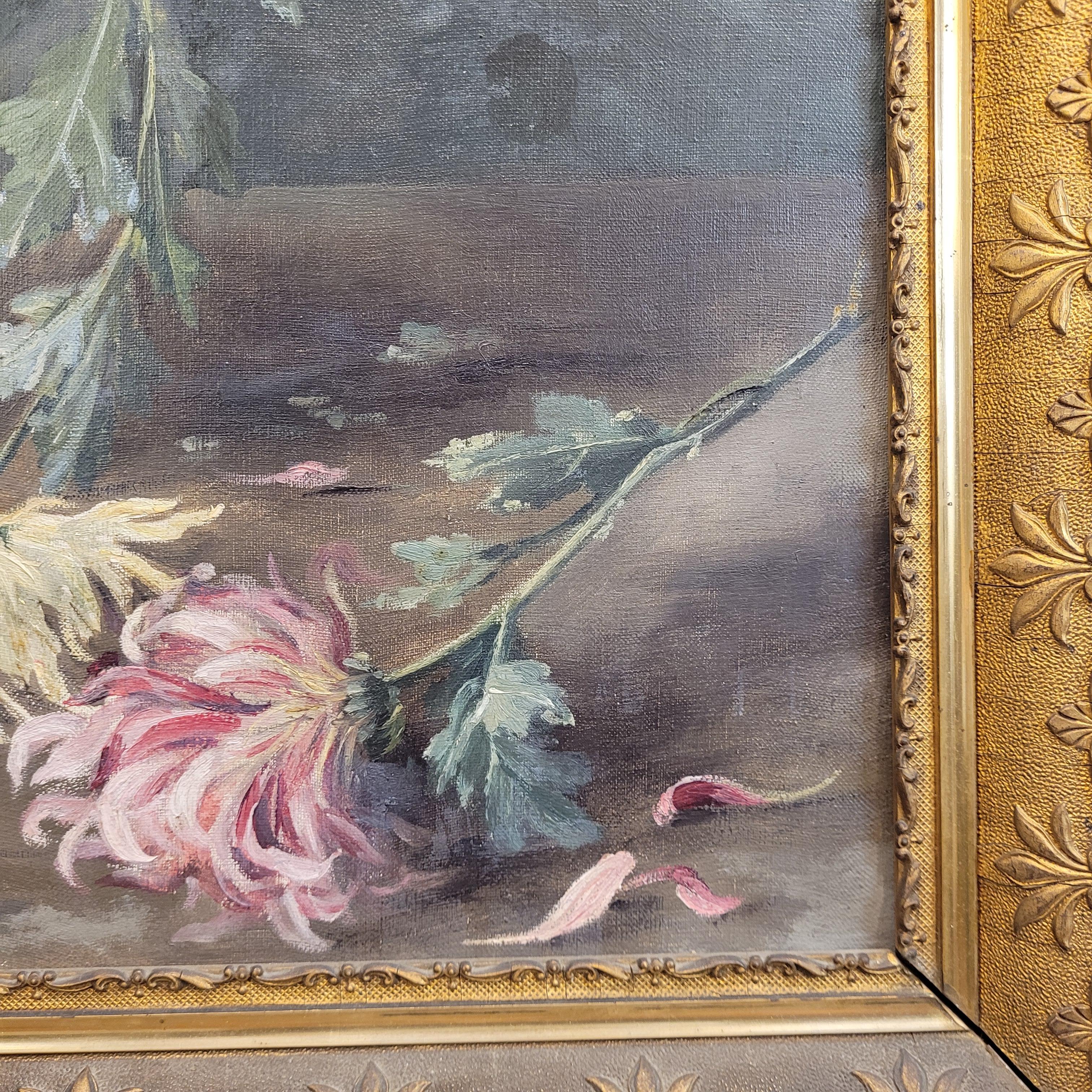 Gemälde Napoleon III Herbstblumen von Marthe Danard Puig  Frankreich im Angebot 5