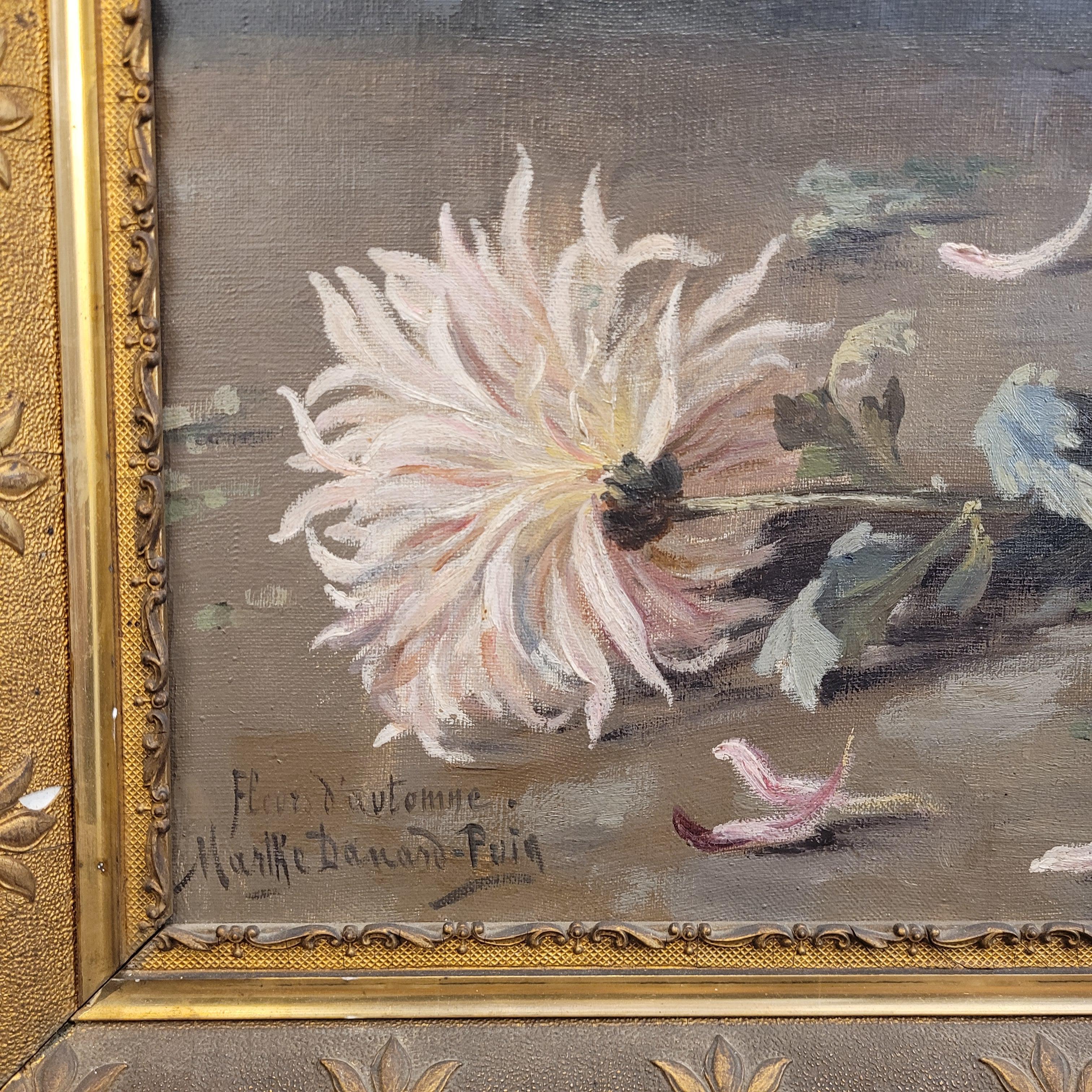 Gemälde Napoleon III Herbstblumen von Marthe Danard Puig  Frankreich im Angebot 6