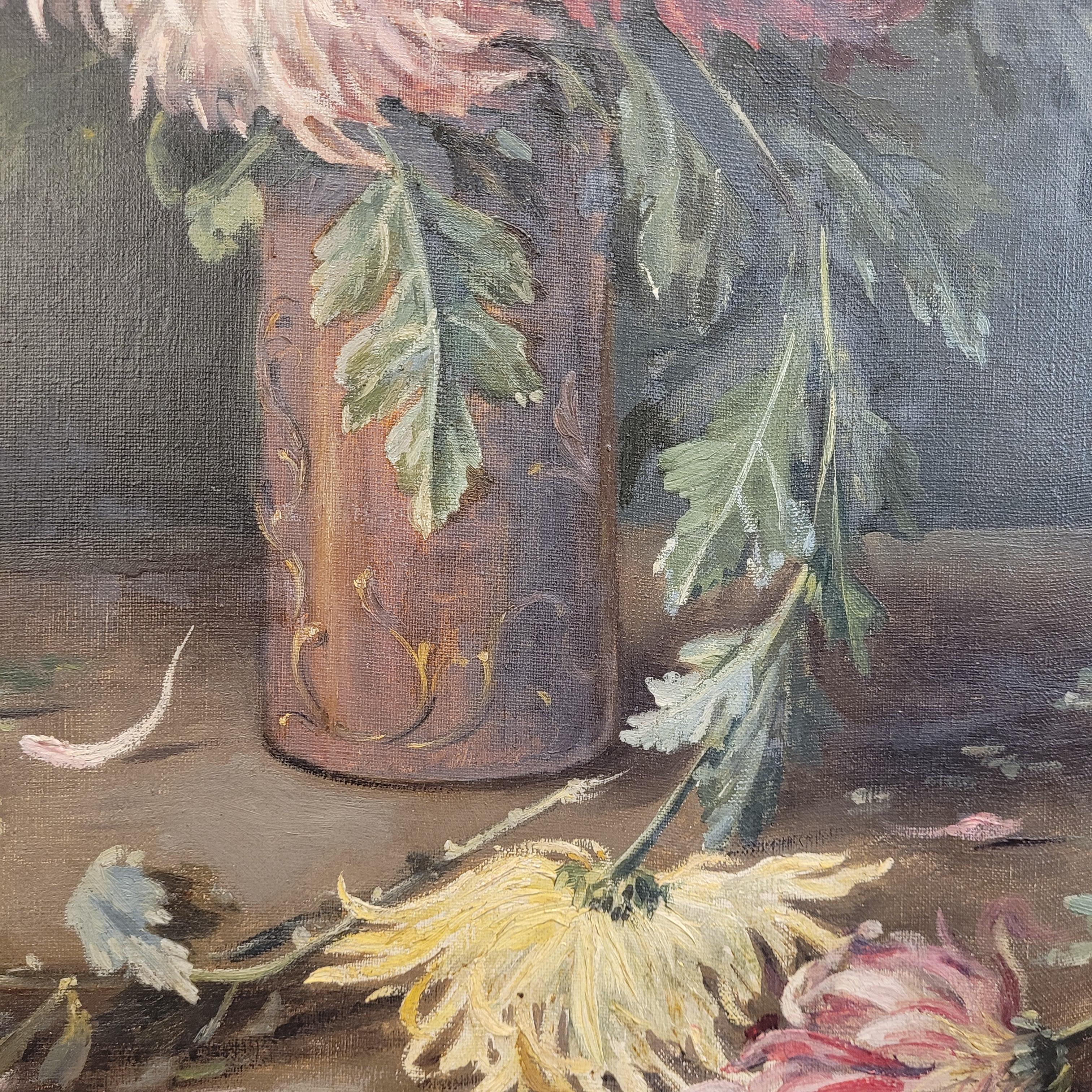 Gemälde Napoleon III Herbstblumen von Marthe Danard Puig  Frankreich im Angebot 8