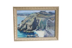 Landscape Oil Painting, Antique French Impressionist Coastal Painting, Brittany