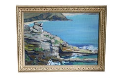 Landscape Oil Painting, Antique French Impressionist Coastal Painting, Brittany