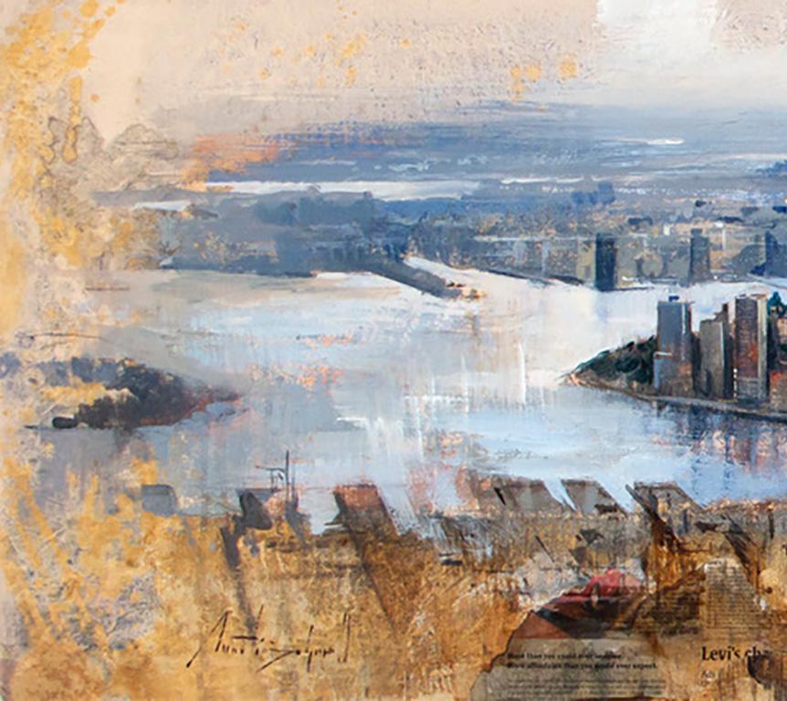 45017 Manhattan From Brooklyn - 21st Century, Contemporary, Figurative Painting For Sale 2