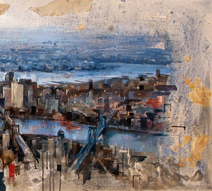 45017 Manhattan From Brooklyn - 21st Century, Contemporary, Figurative Painting For Sale 3