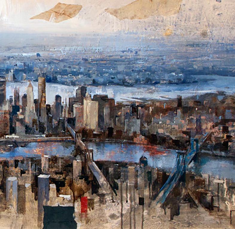 45017 Manhattan From Brooklyn - 21st Century, Contemporary, Figurative Painting For Sale 4