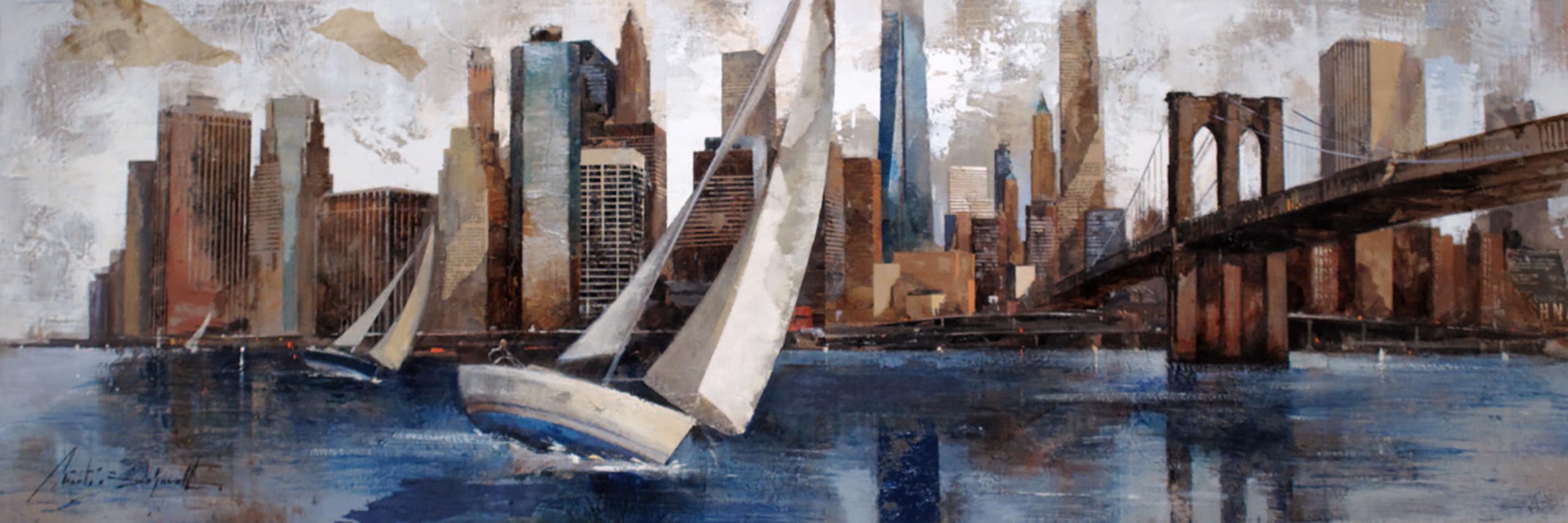 Figurative Painting di Marti Bofarull - 45025 Vela a Manhattan - 21° secolo, Contemporaneo, Pittura figurativa