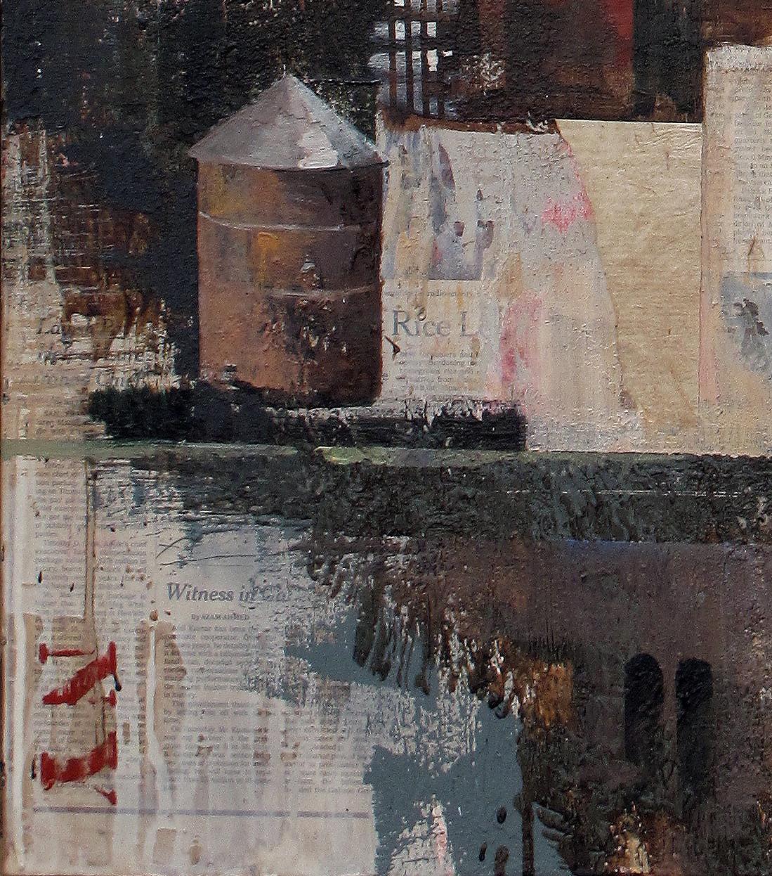 Collage bajo Manhattan - Siglo XXI, Contemporáneo, Pintura figurativa - Figurative Painting Gris de Marti Bofarull