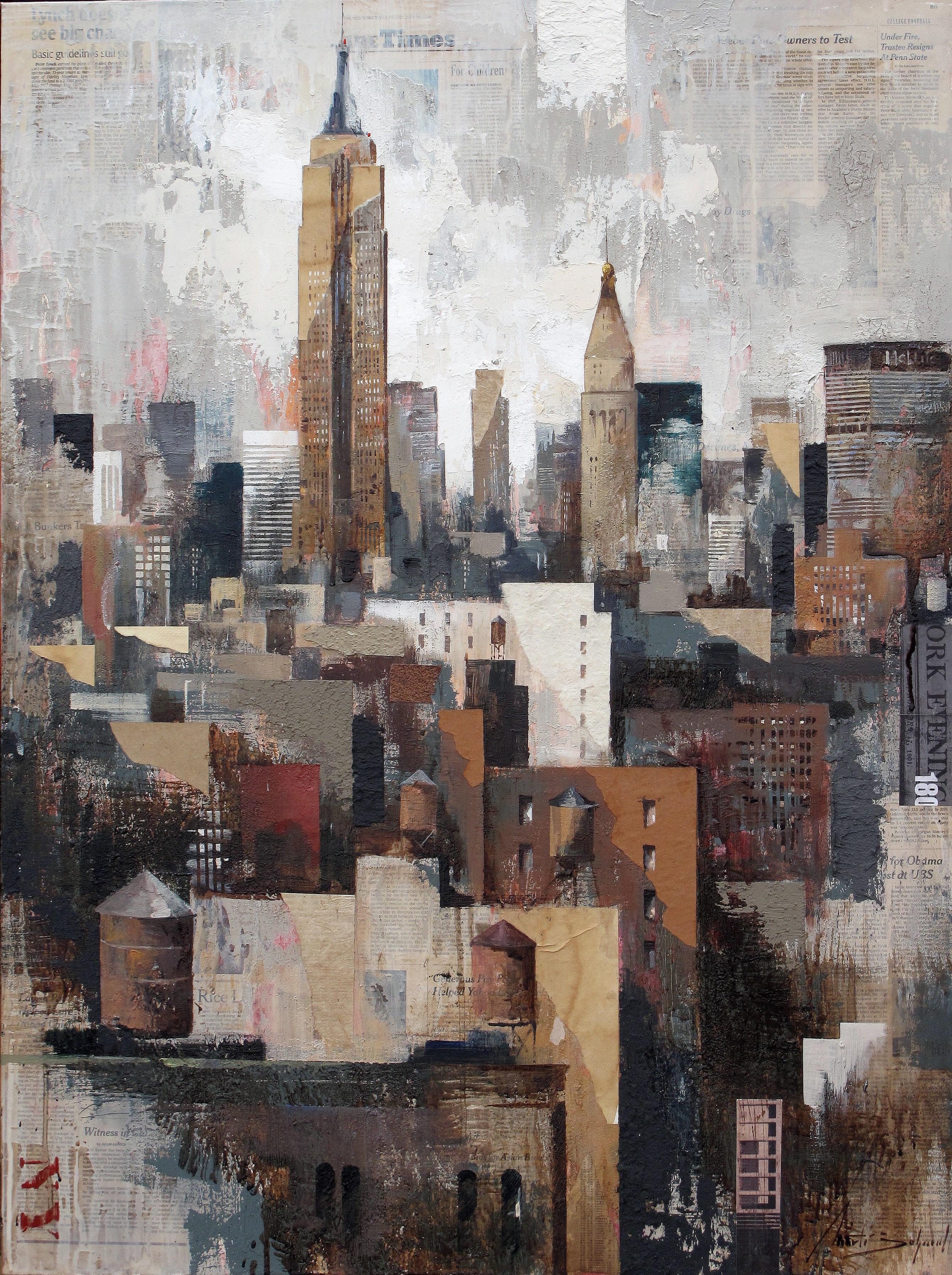 Figurative Painting de Marti Bofarull - Collage bajo Manhattan - Siglo XXI, Contemporáneo, Pintura figurativa