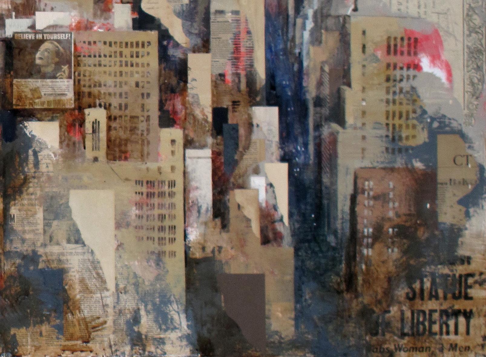 Manhattan Life's - 21st Century, Contemporary, Figurative Painting, Mixed Media For Sale 1