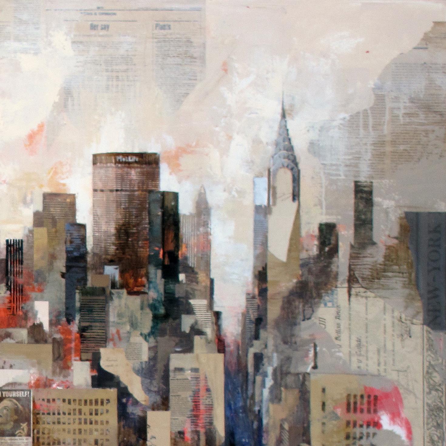Manhattan Life's - 21st Century, Contemporary, Figurative Painting, Mixed Media For Sale 2