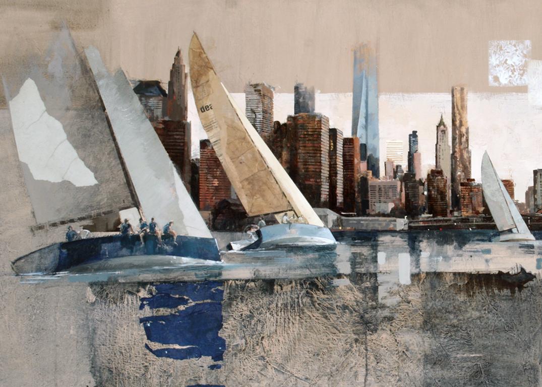 Navegando En Manhattan - Siglo XXI, Contemporáneo, Pintura Figurativa en venta 1