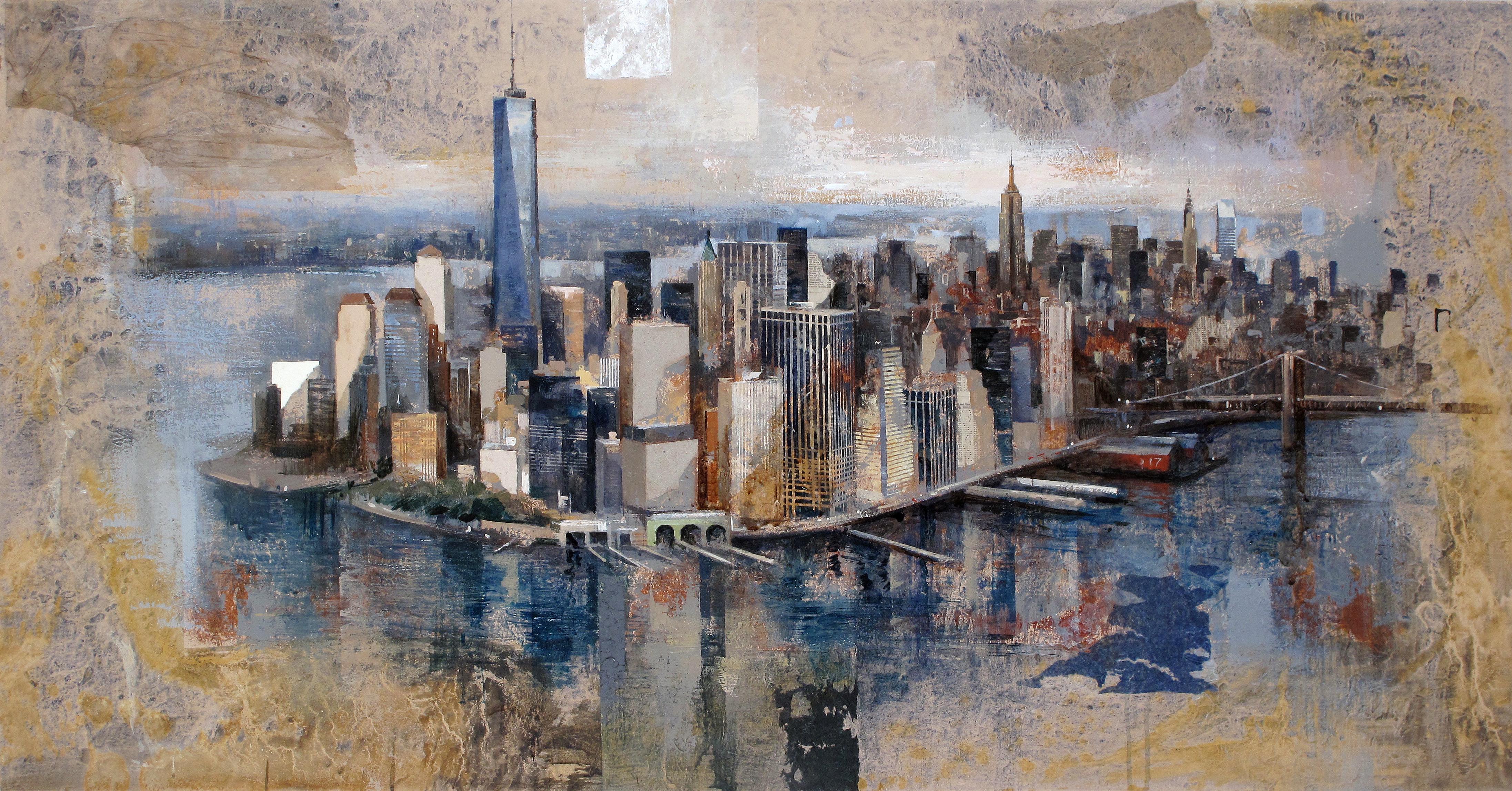 South Manhattan - 21st Century, Contemporary, Figurative Painting, Mixed Media
