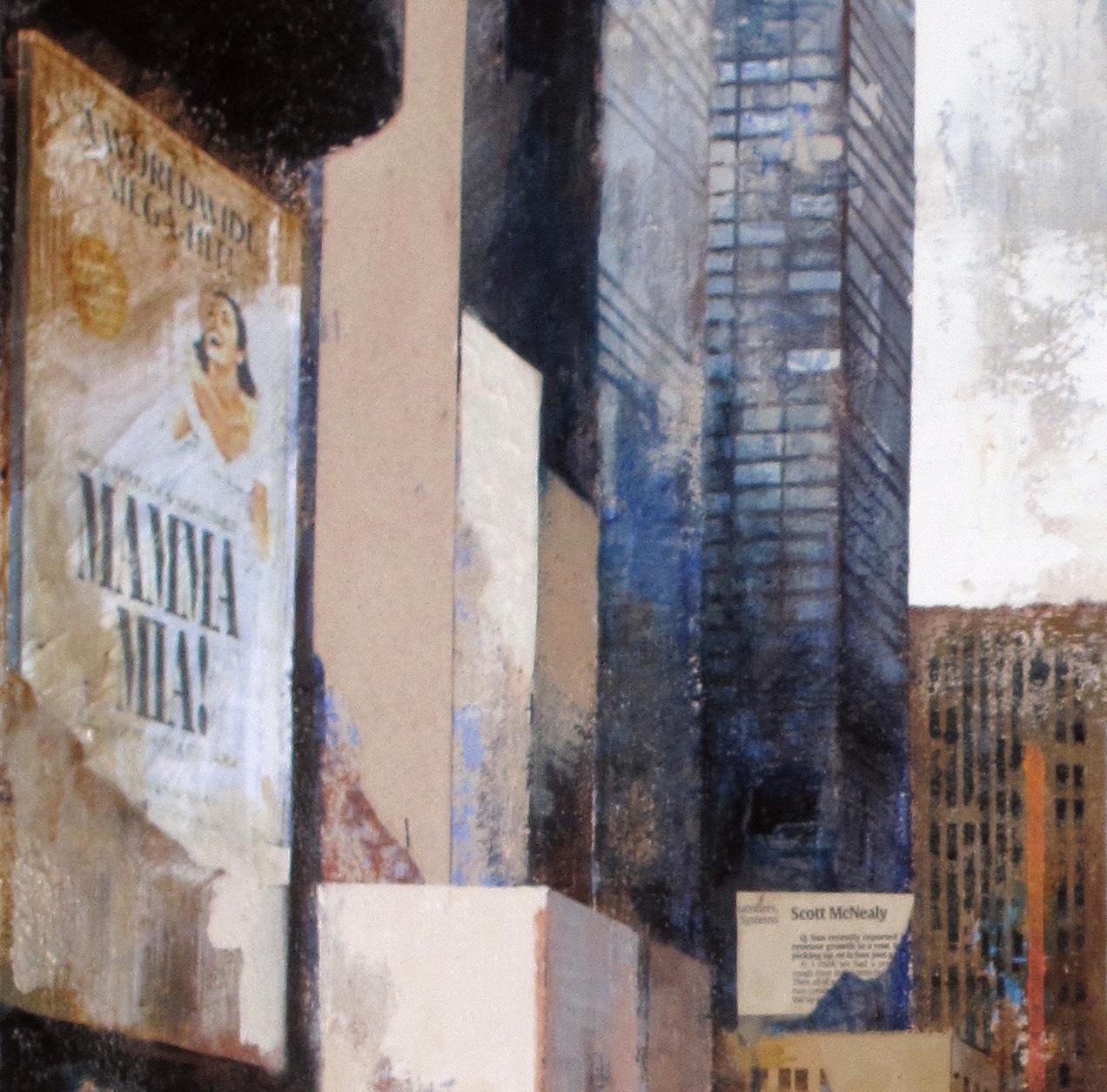 Times Square - 21st Century, Contemporary, Figurative Painting, Mixed Media For Sale 1