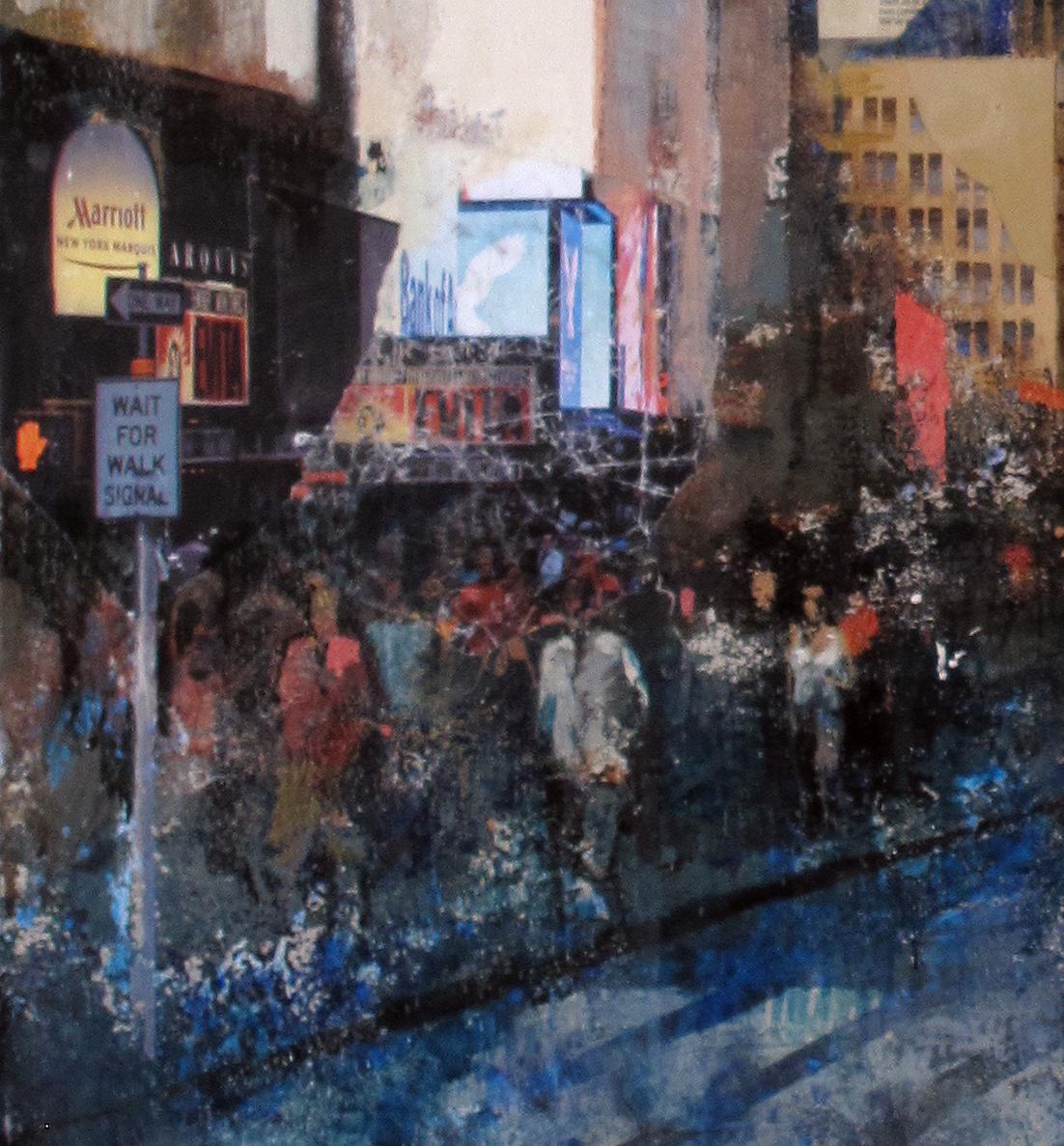 Times Square - 21st Century, Contemporary, Figurative Painting, Mixed Media For Sale 2
