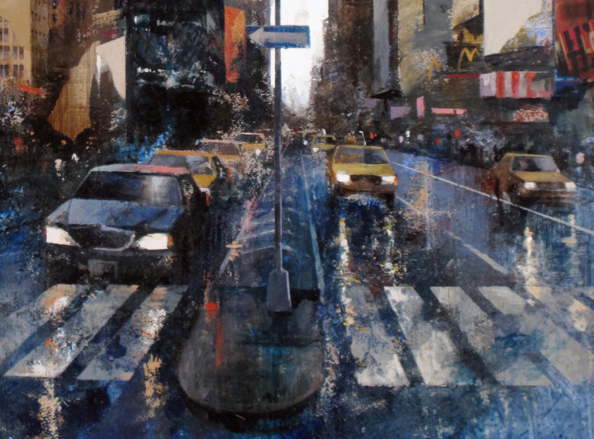 Times Square - Siglo XXI, Contemporáneo, Pintura figurativa, Técnica mixta en venta 1