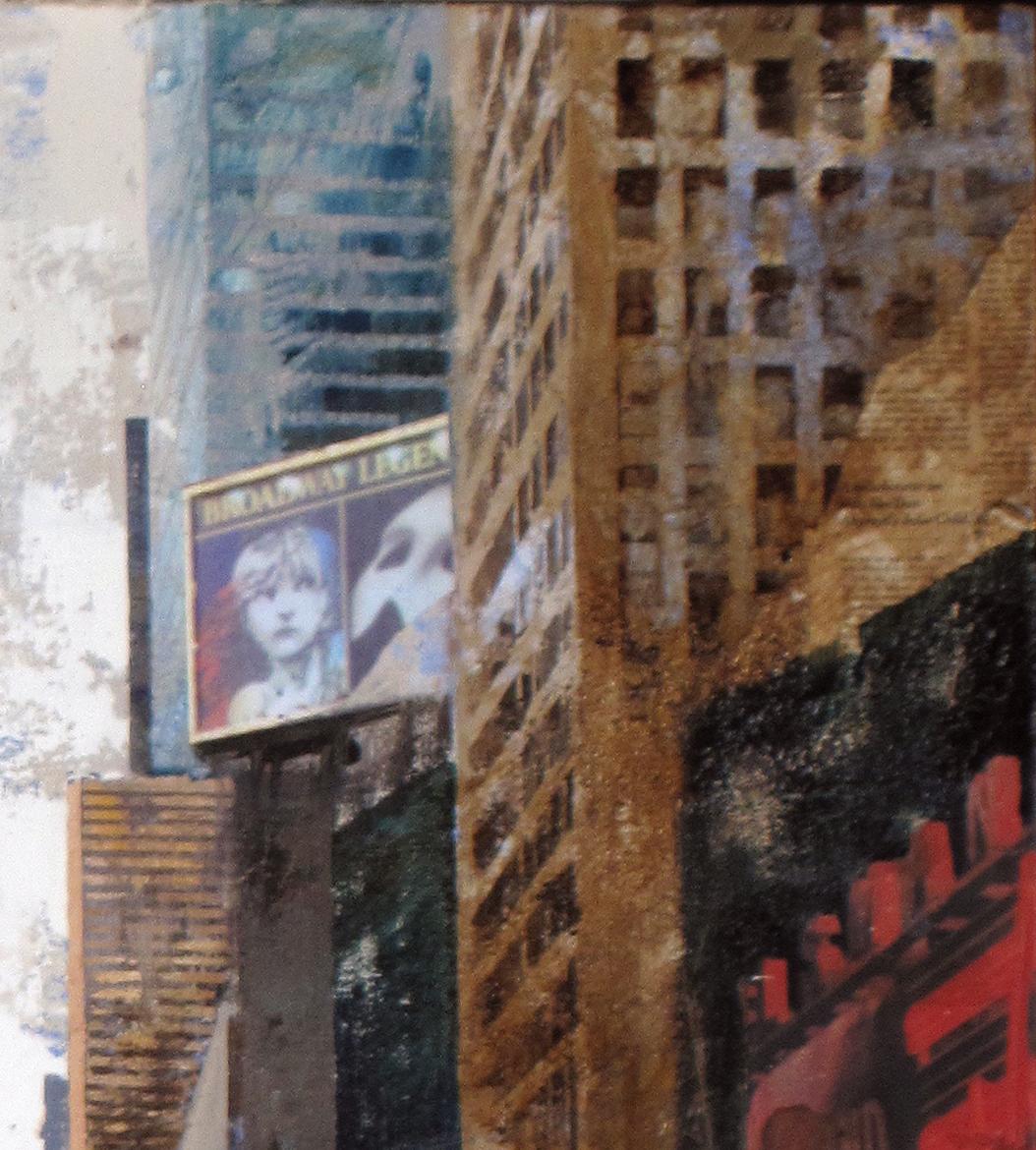 Times Square - 21st Century, Contemporary, Figurative Painting, Mixed Media For Sale 5