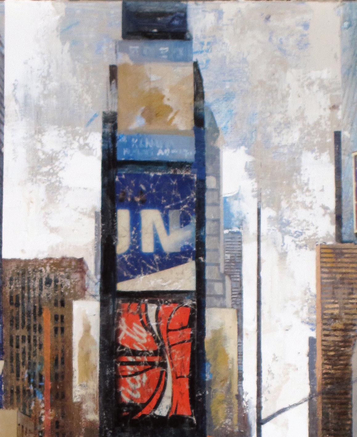 Times Square - 21st Century, Contemporary, Figurative Painting, Mixed Media For Sale 6