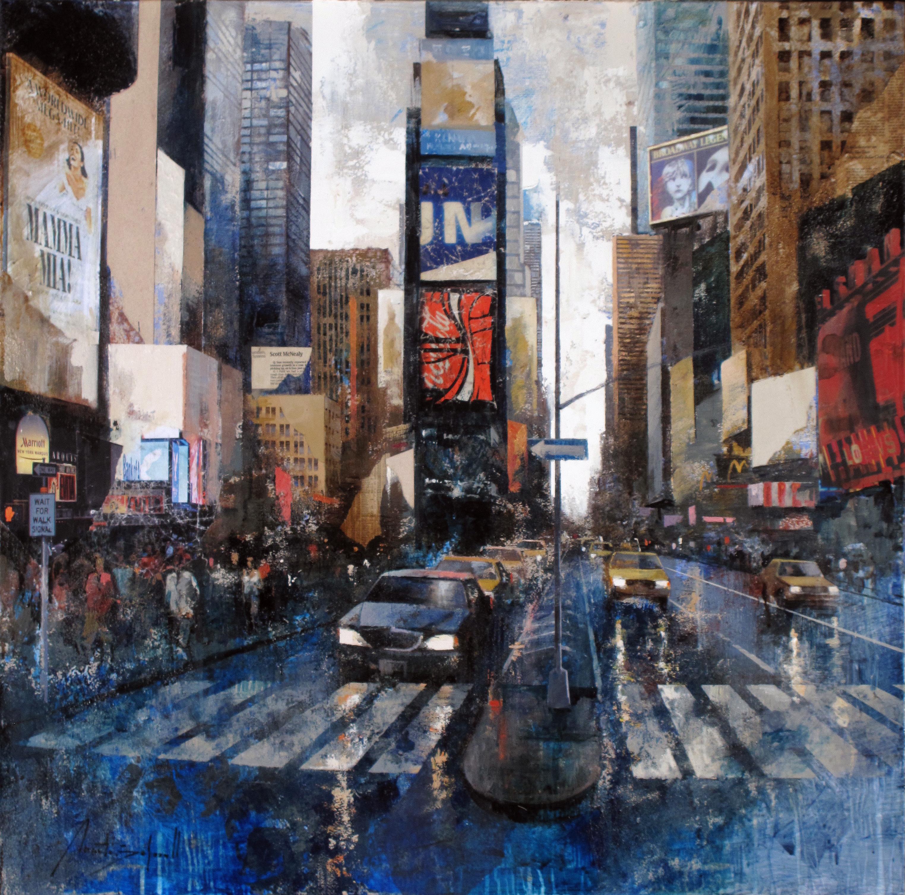Times Square - 21st Century, Contemporary, Figurative Painting, Mixed Media
