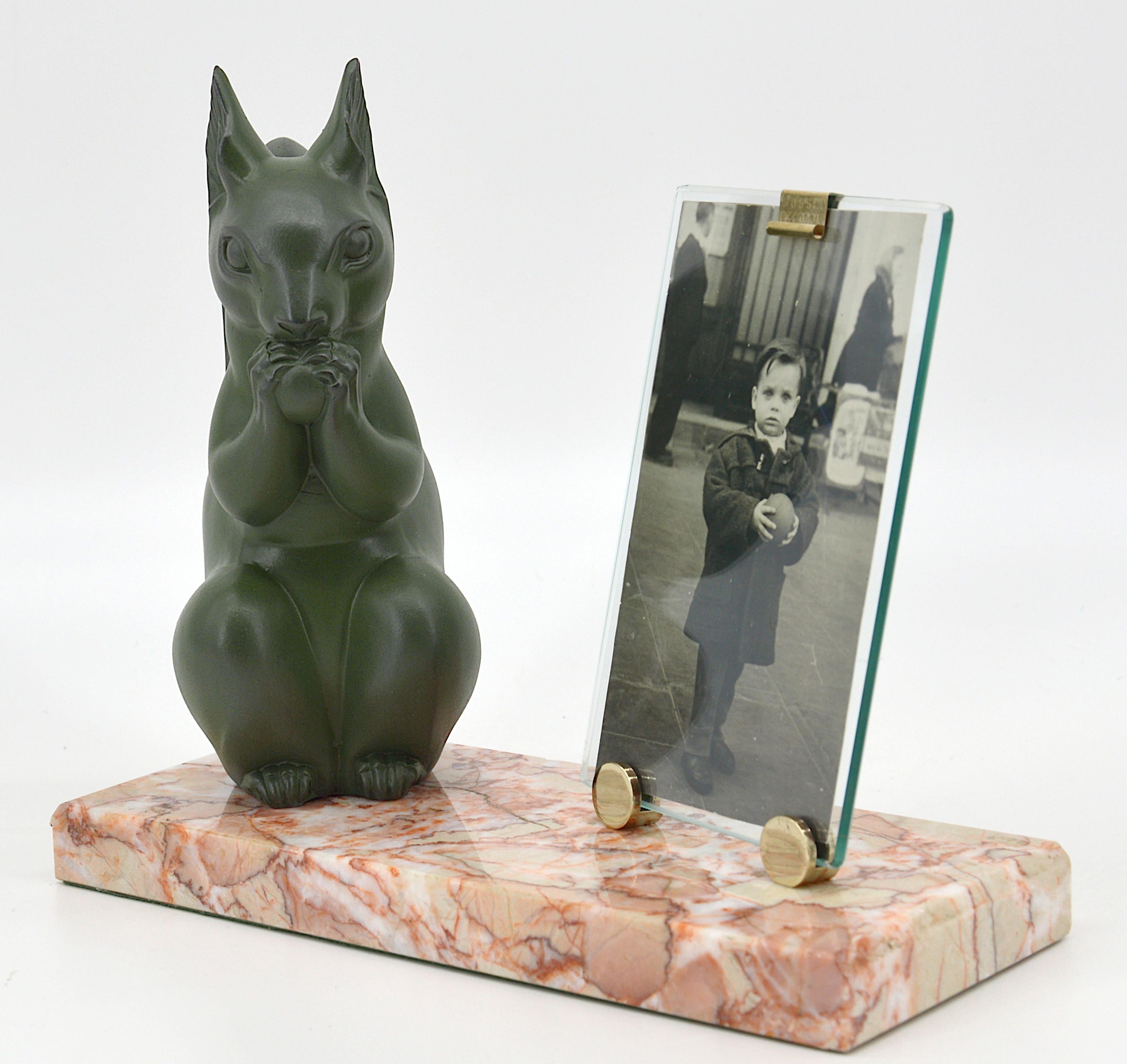 French Marti Font Art Deco Squirrel Photo Frame, 1920