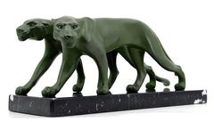 Marti Font French Art Deco Panther Couple Sculpture, 1930s