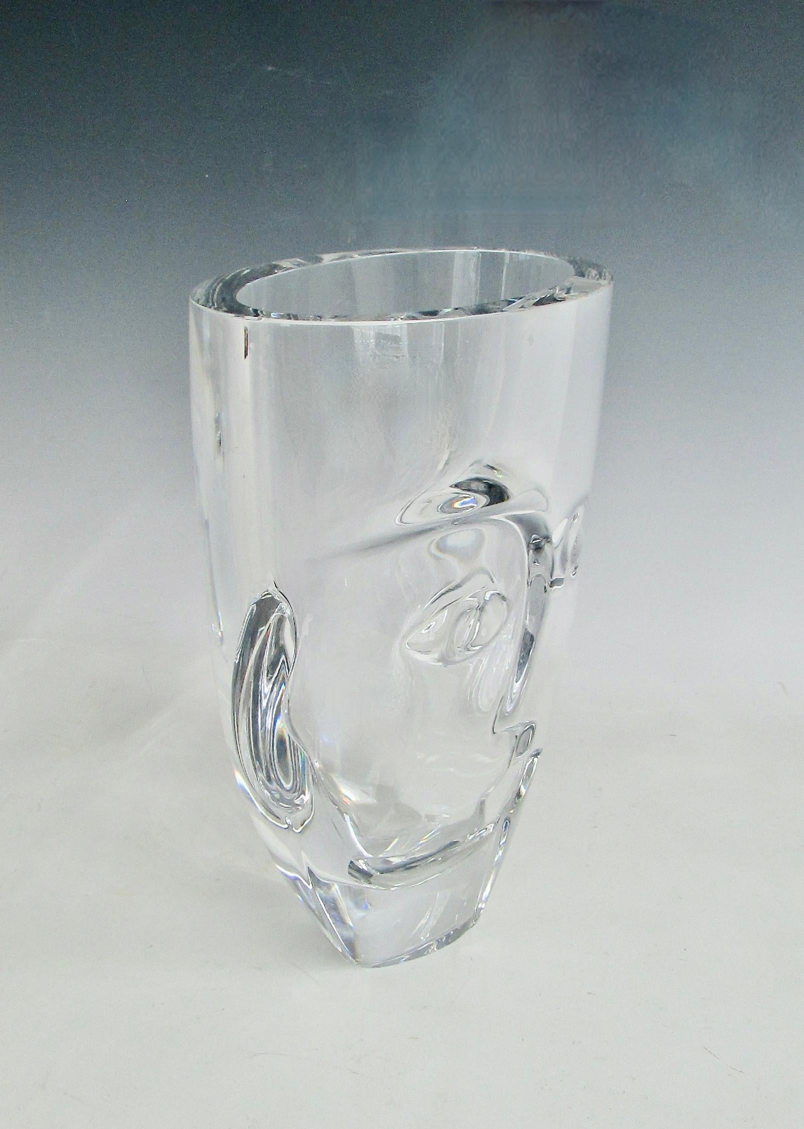 Hand-Crafted Marti Rytkonen for Orrefors Sweden Ramses clear glass vase For Sale
