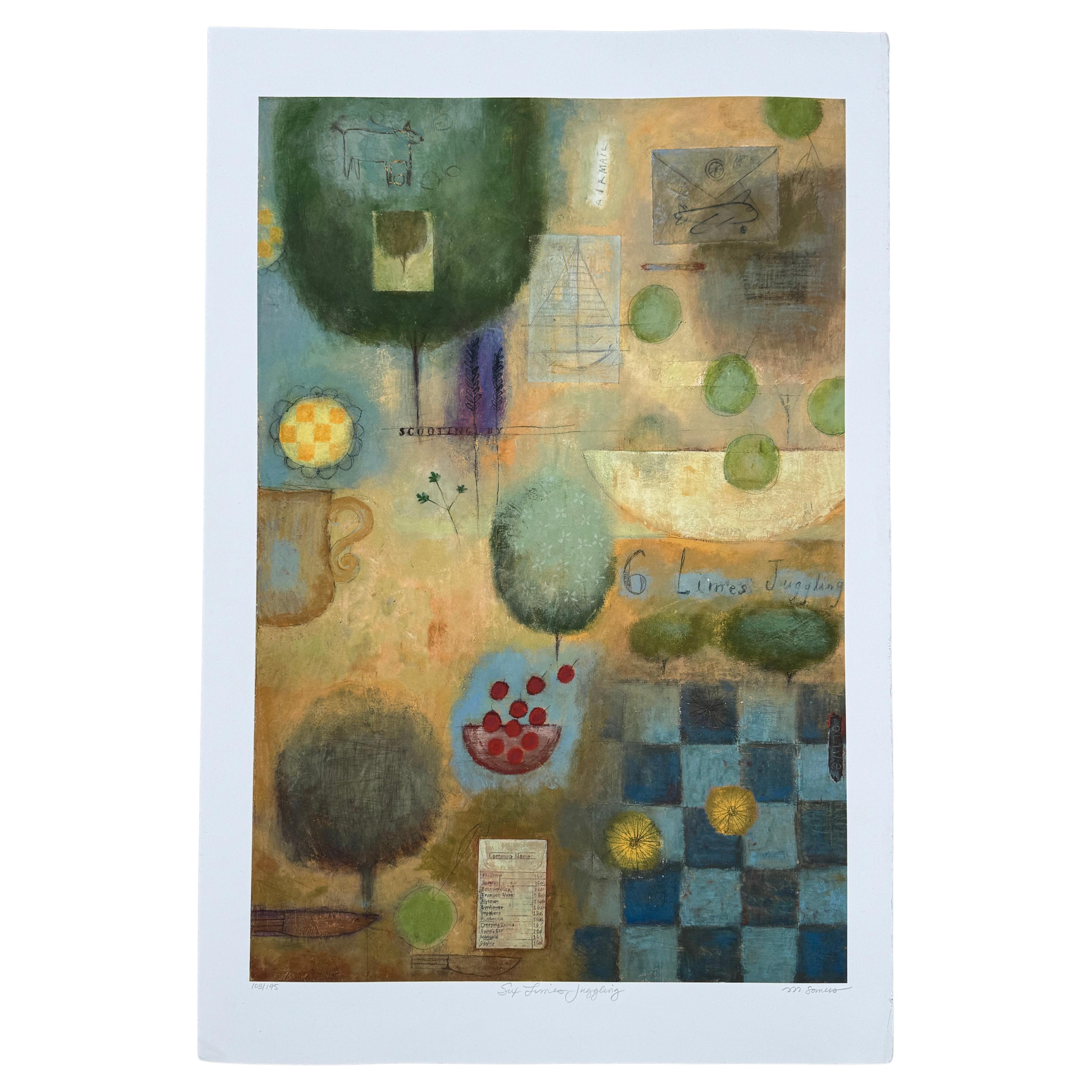 Marti Somers - "6 Limes Juggling" Estampe signée à tirage limité (103/195)