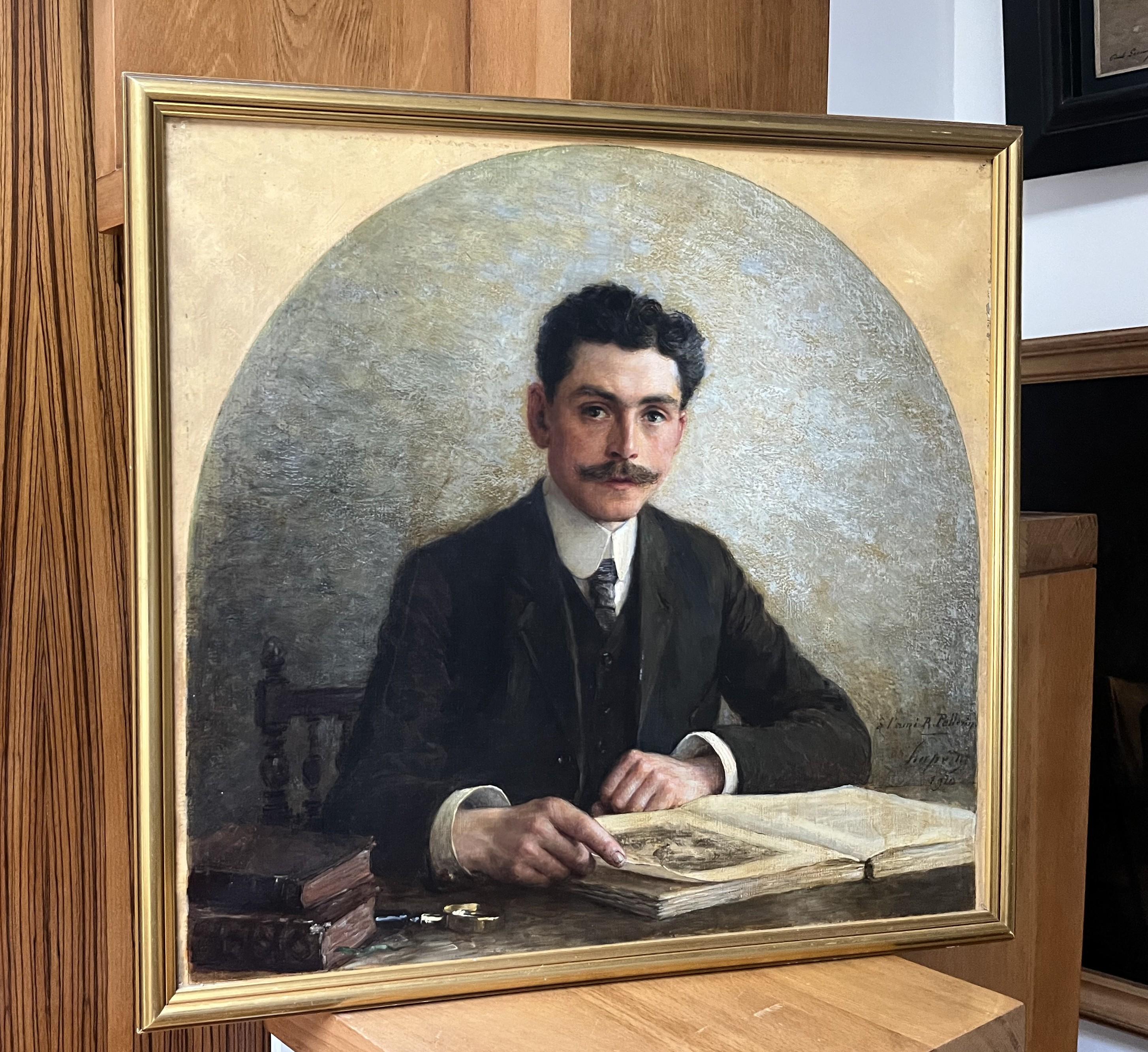 Martial Hupé, Ritratto di uomo, 1920 olio su tela, firmato e datato in vendita 9