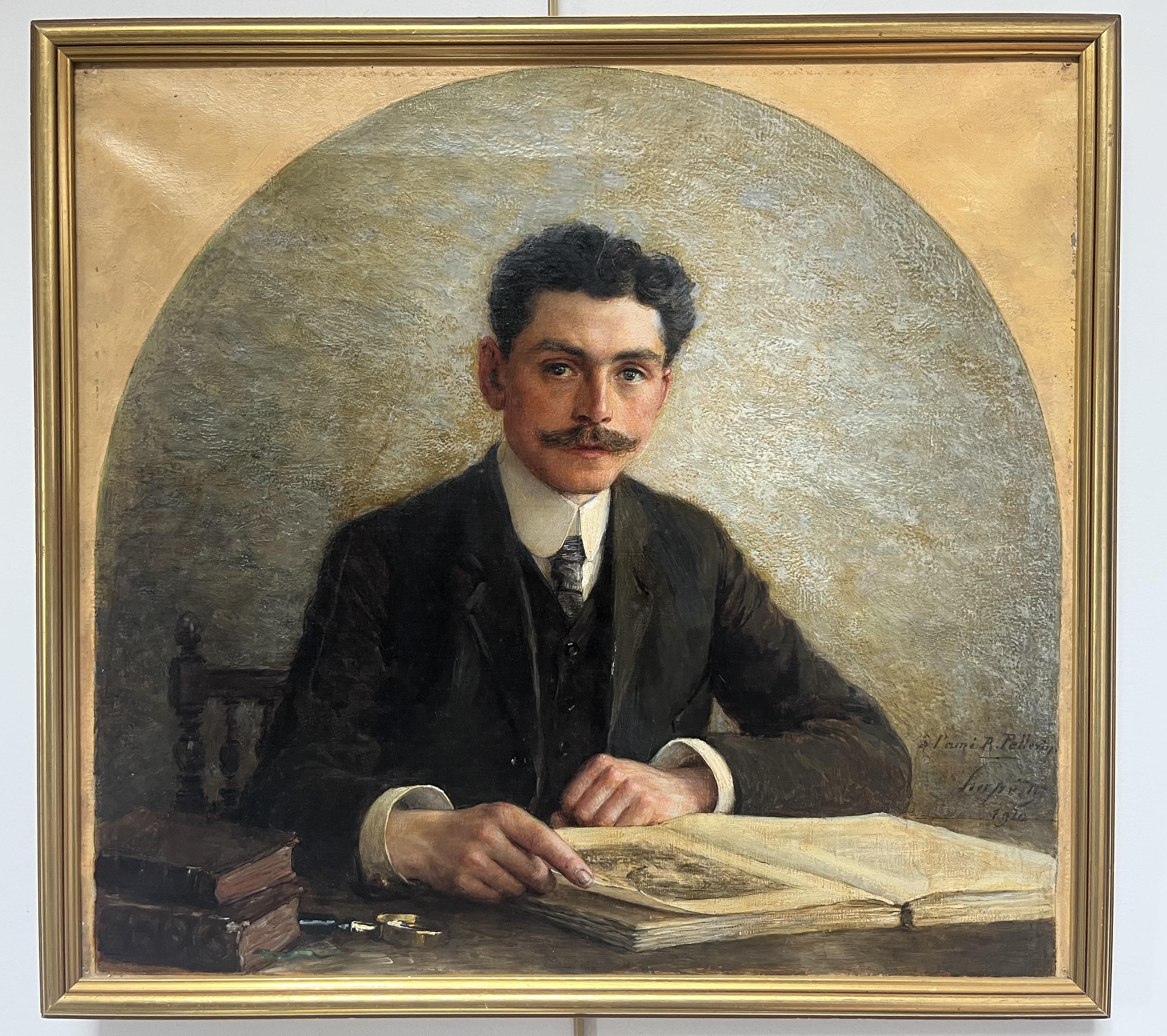 Martial Hupé, Ritratto di uomo, 1920 olio su tela, firmato e datato in vendita 1
