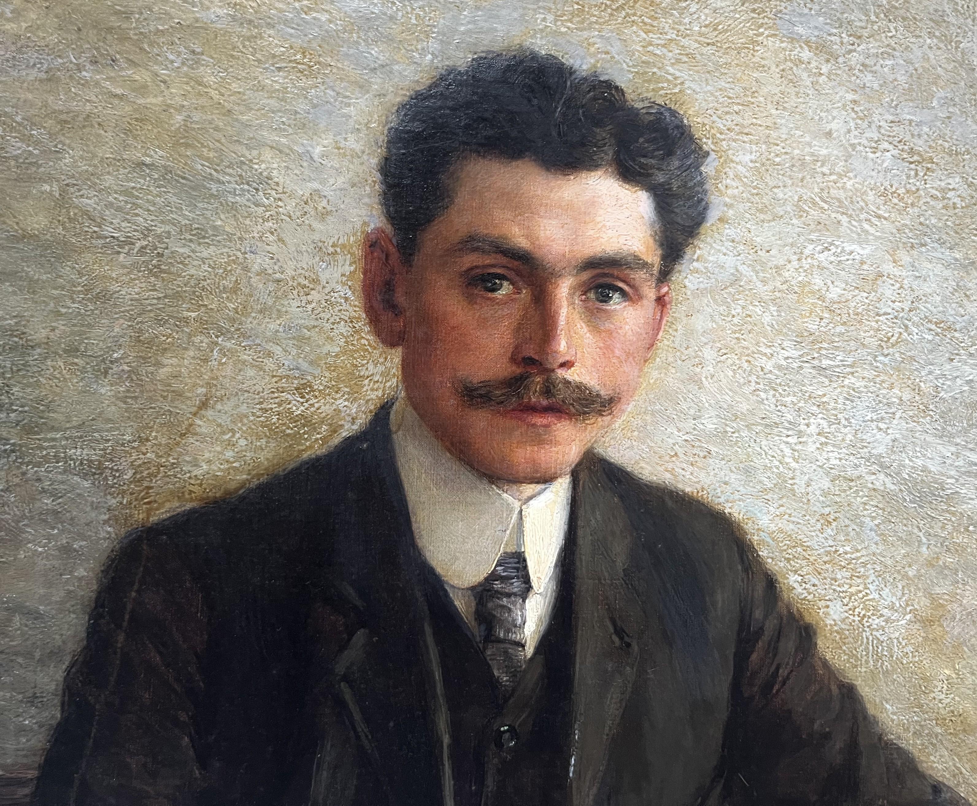 Martial Hupé, Ritratto di uomo, 1920 olio su tela, firmato e datato in vendita 2