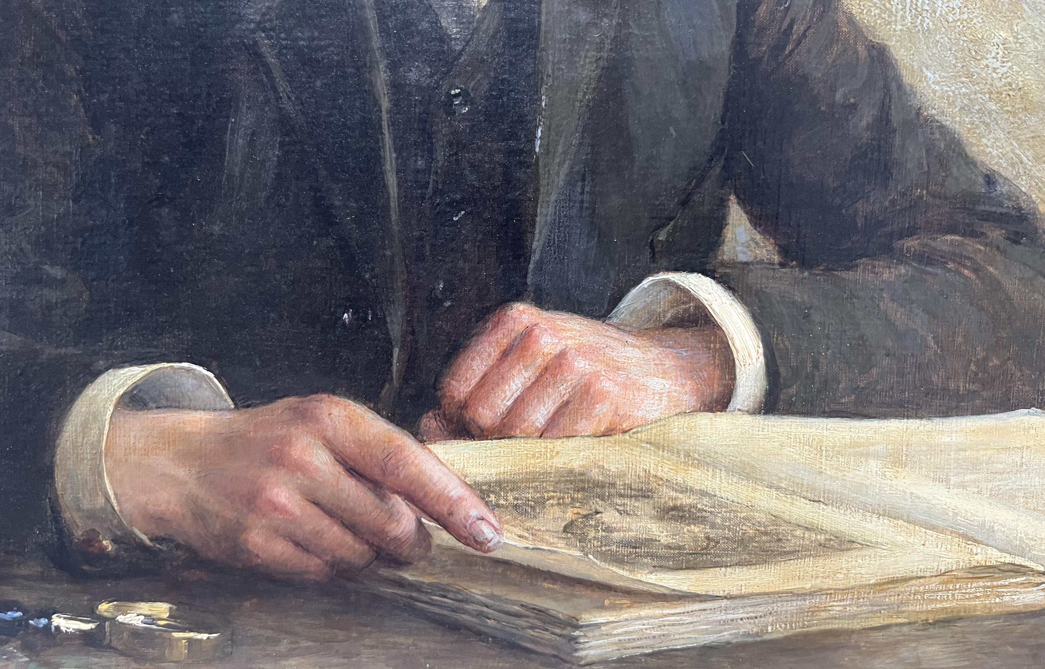 Martial Hupé, Ritratto di uomo, 1920 olio su tela, firmato e datato in vendita 5