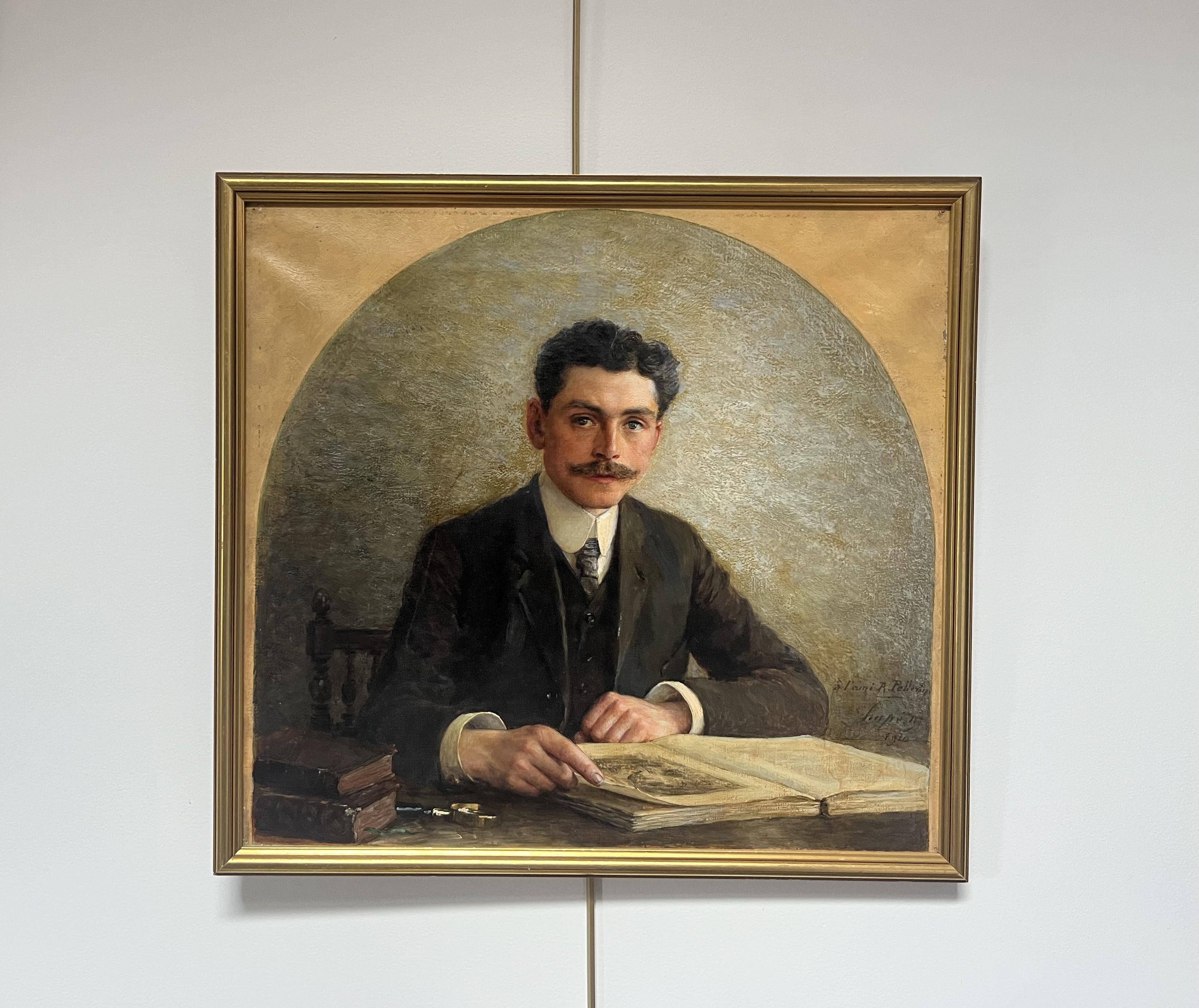 Martial Hupé, Ritratto di uomo, 1920 olio su tela, firmato e datato in vendita 7