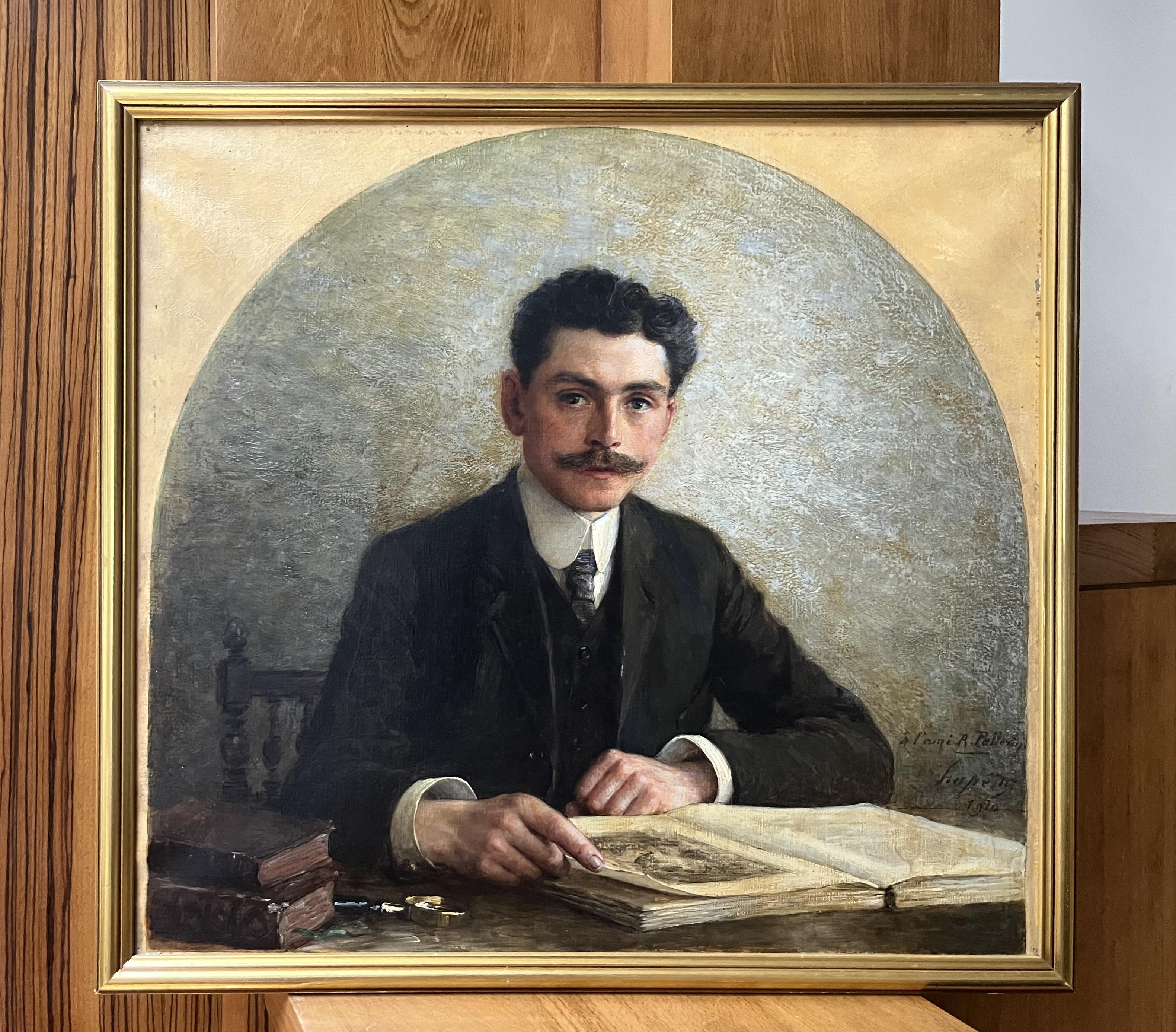 Martial Hupé, Ritratto di uomo, 1920 olio su tela, firmato e datato in vendita 8