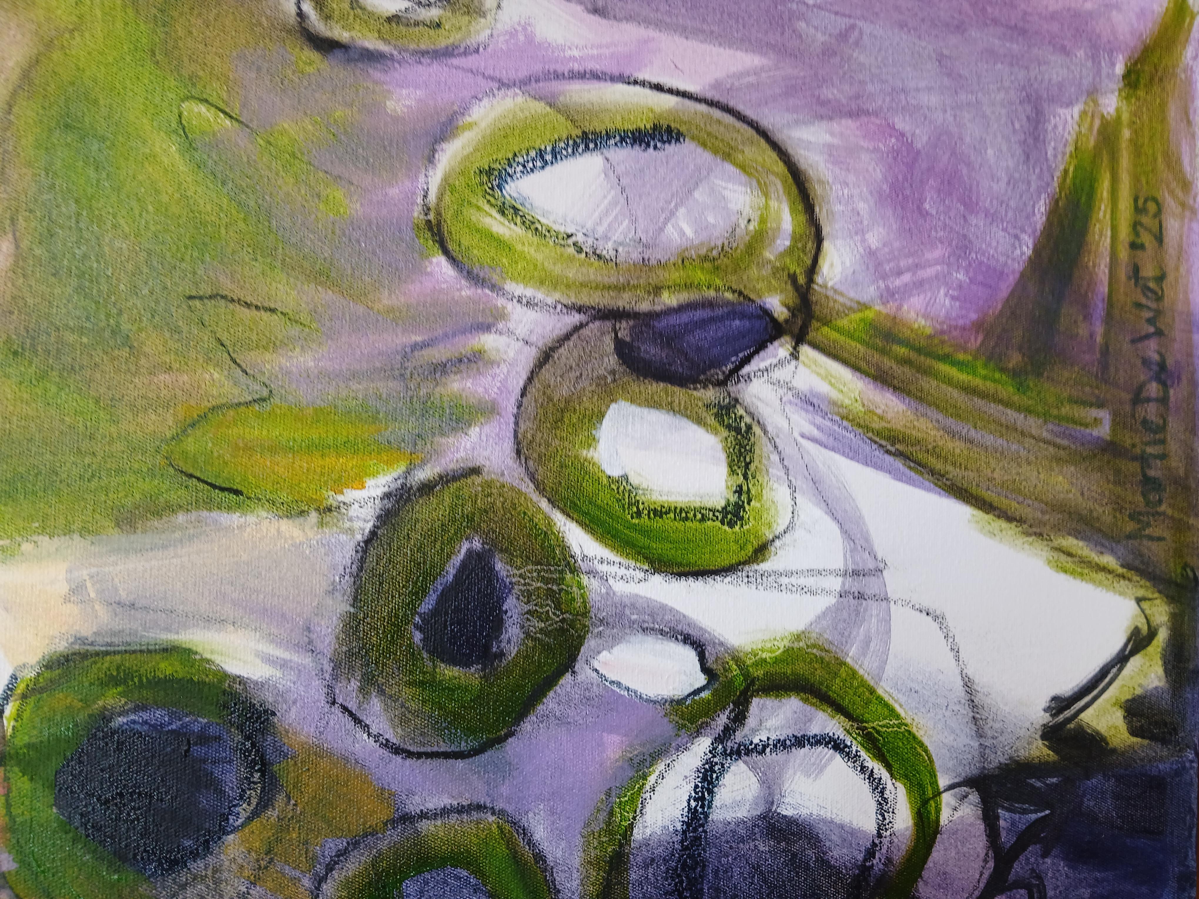 Large Colourful Abstract Oil on Canvas Painting With Floral Tones im Angebot 5