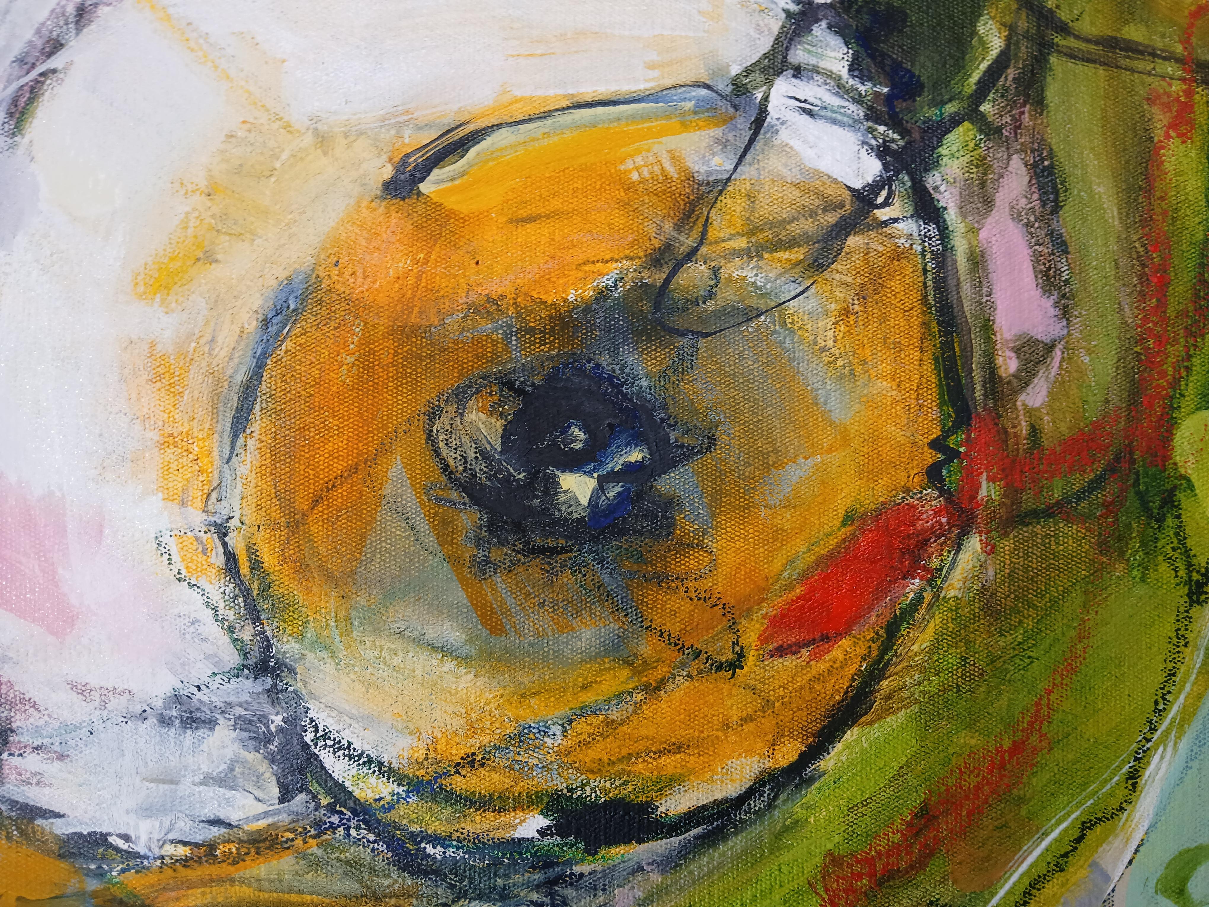 Large Colourful Abstract Oil on Canvas Painting With Pastel Tones im Angebot 3