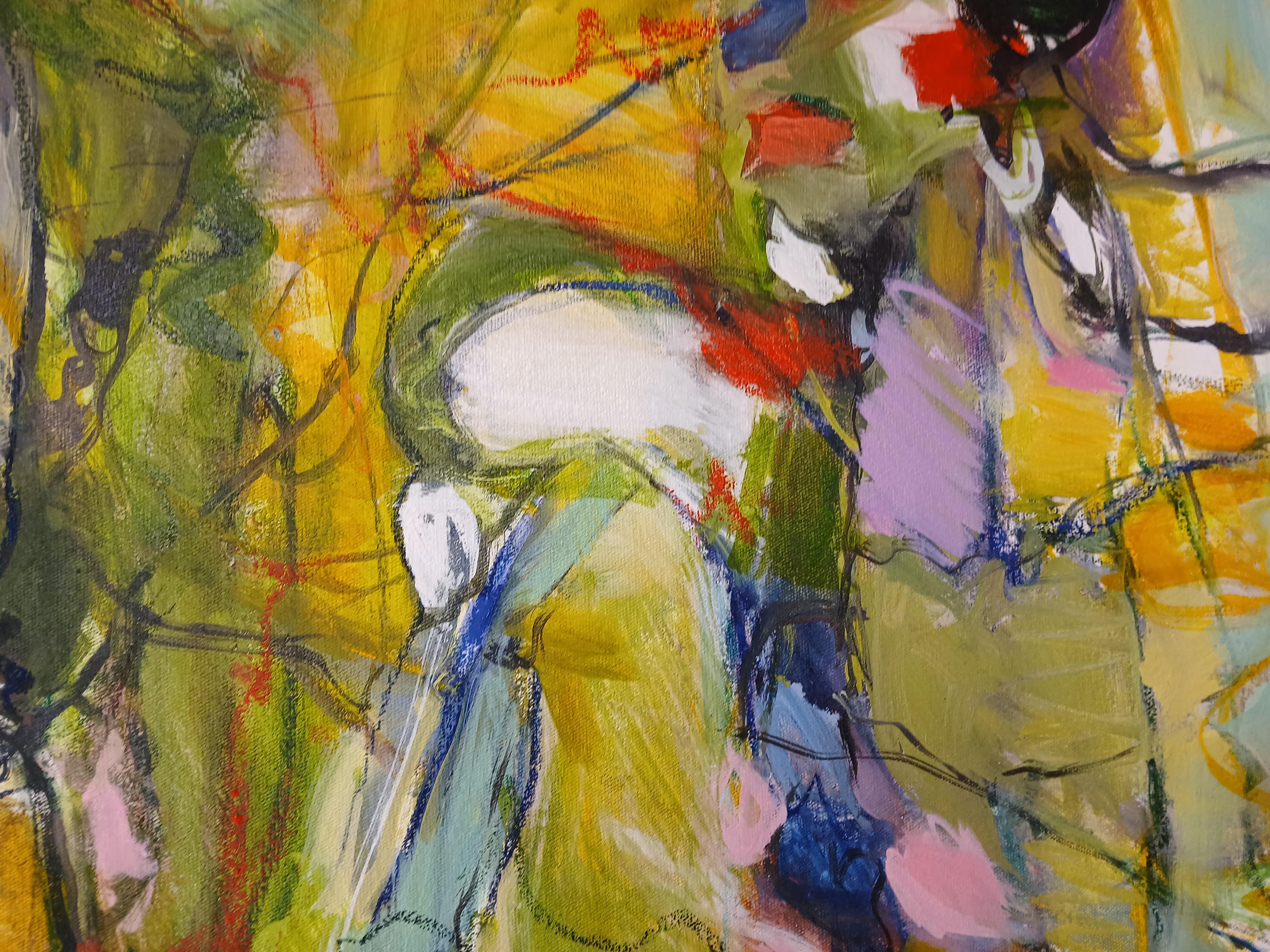 Large Colourful Abstract Oil on Canvas Painting With Pastel Tones im Angebot 4