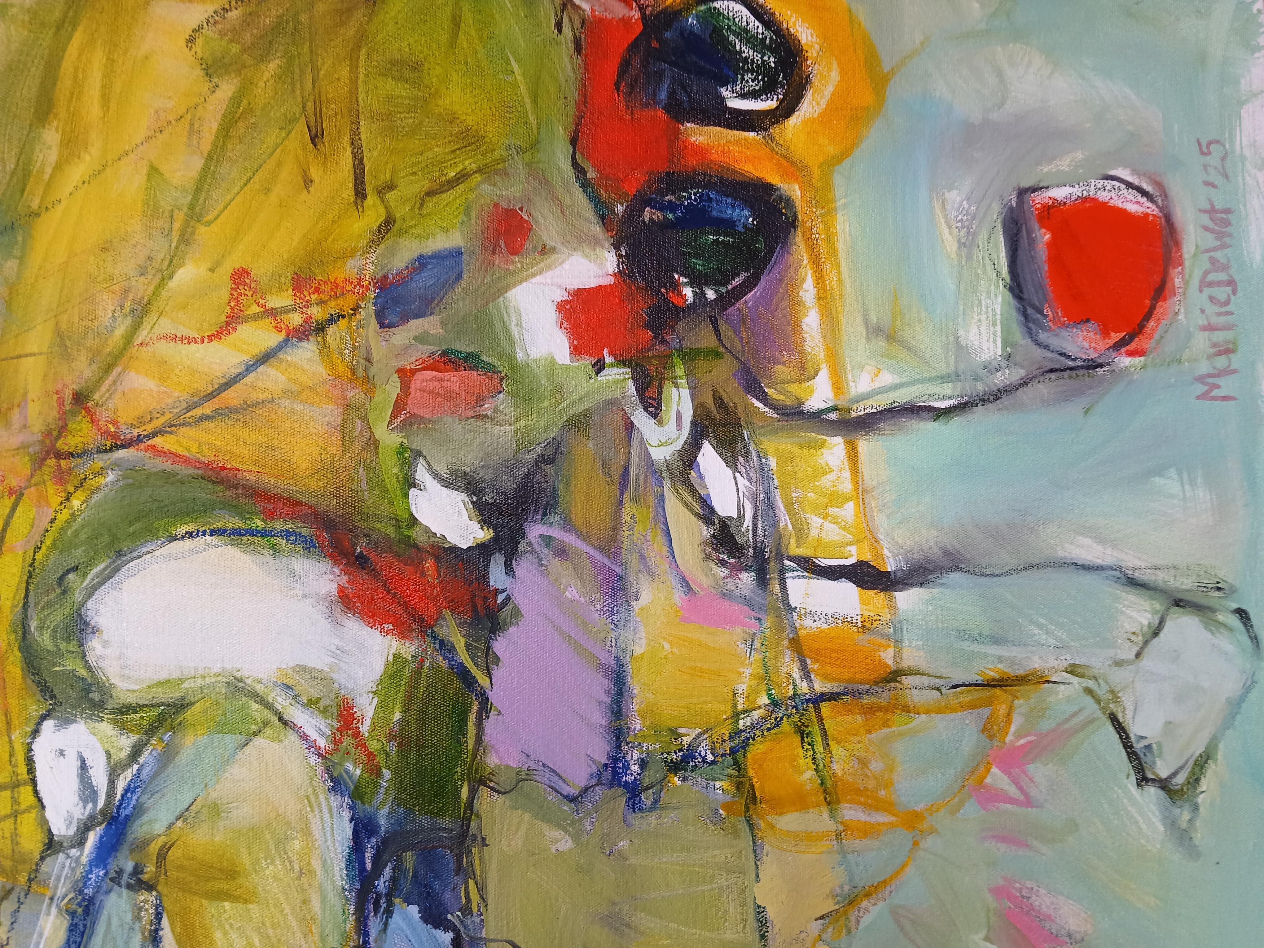 Large Colourful Abstract Oil on Canvas Painting With Pastel Tones im Angebot 5