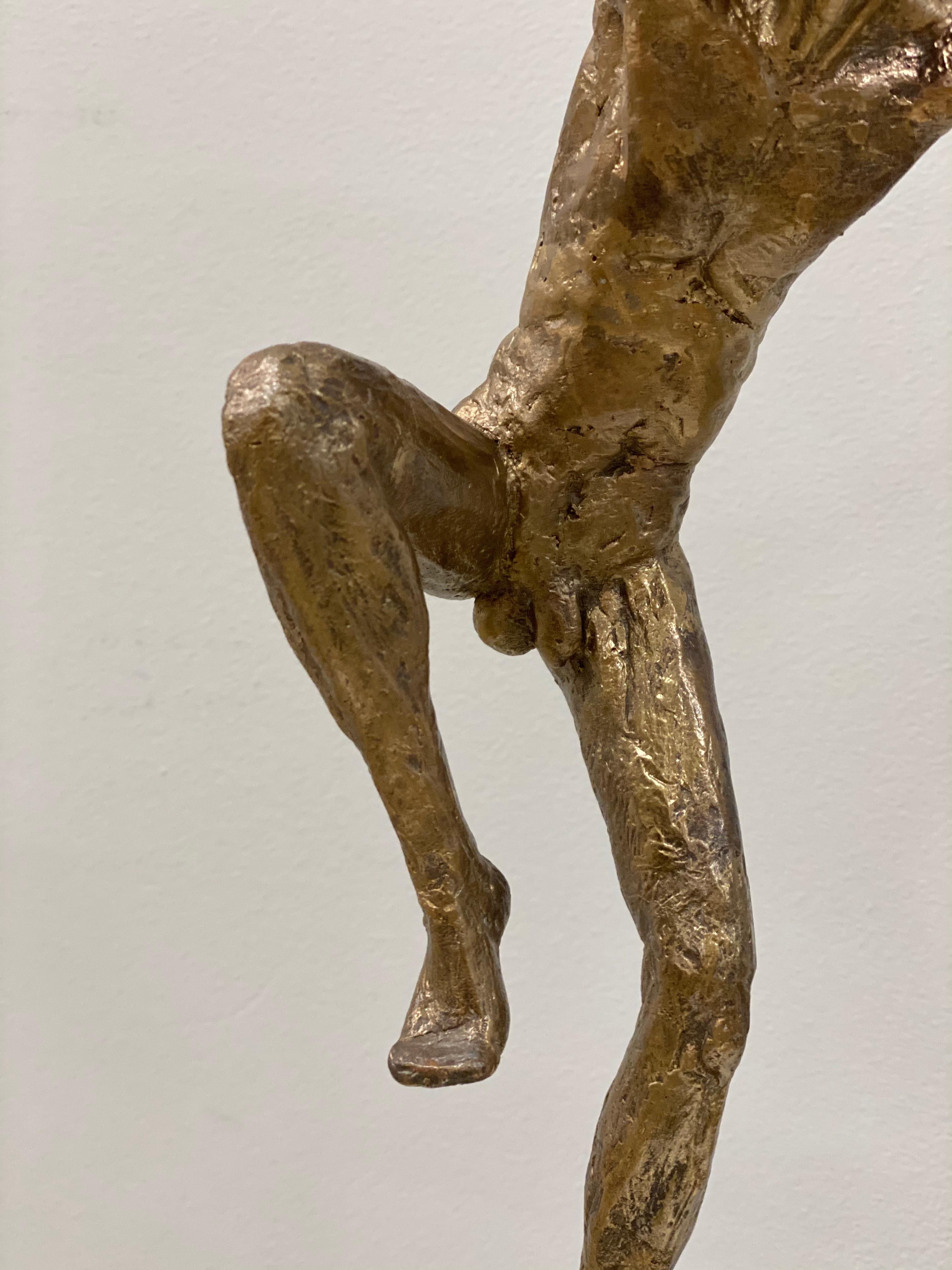 Dancer VI- 21st Century Bronze Sculpture of a Male Nude Dancing - Gold Nude Sculpture by Martijn Soontiens