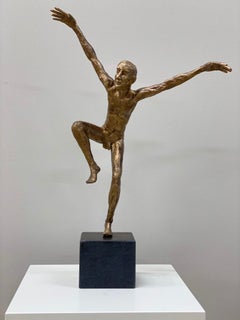 Sculpture en bronze d'une danseuse nue masculine VI- XXIe siècle représentant une danseuse