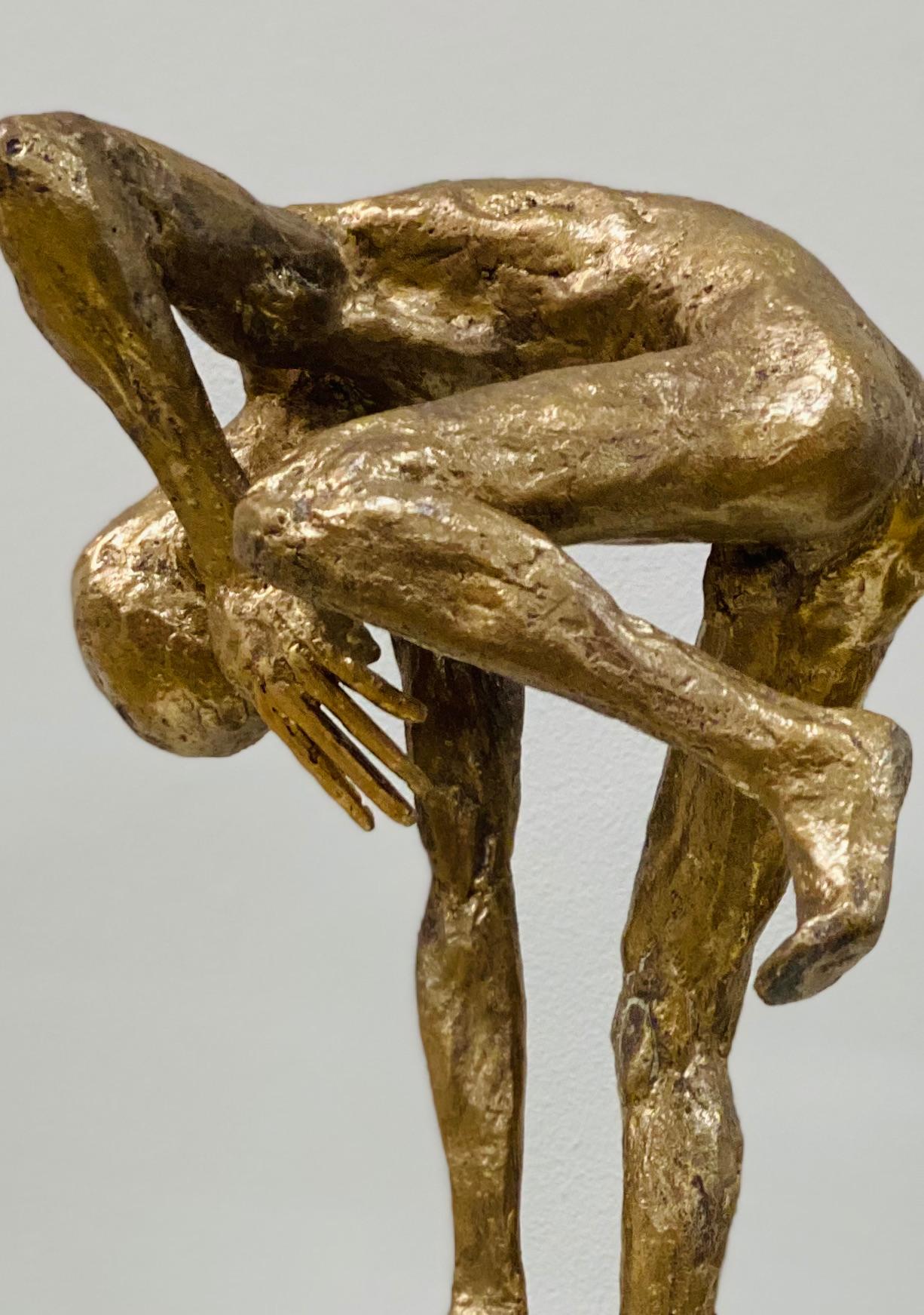 Dancer VIII- 21st Century Bronze Sculpture of a Male Nude Dancing - Gold Nude Sculpture by Martijn Soontiens