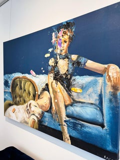 Afternoon by Martin Adalian, Acrylic, Oil on Canvas, Figurative, Dog, Impasto