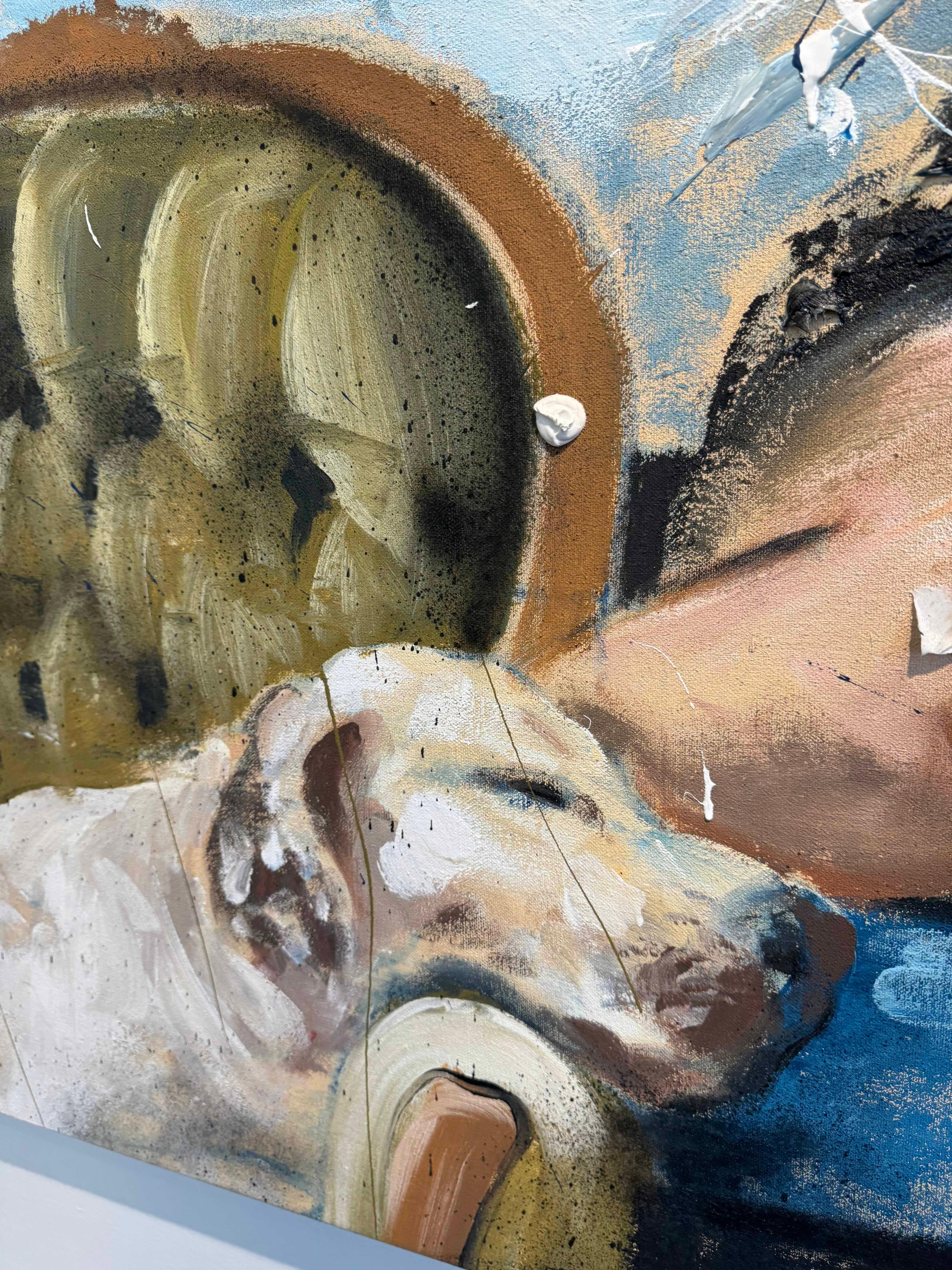 Afternoon by Martin Adalian, Acrylic, Oil on Canvas, Figurative, Dog, Impasto en vente 5