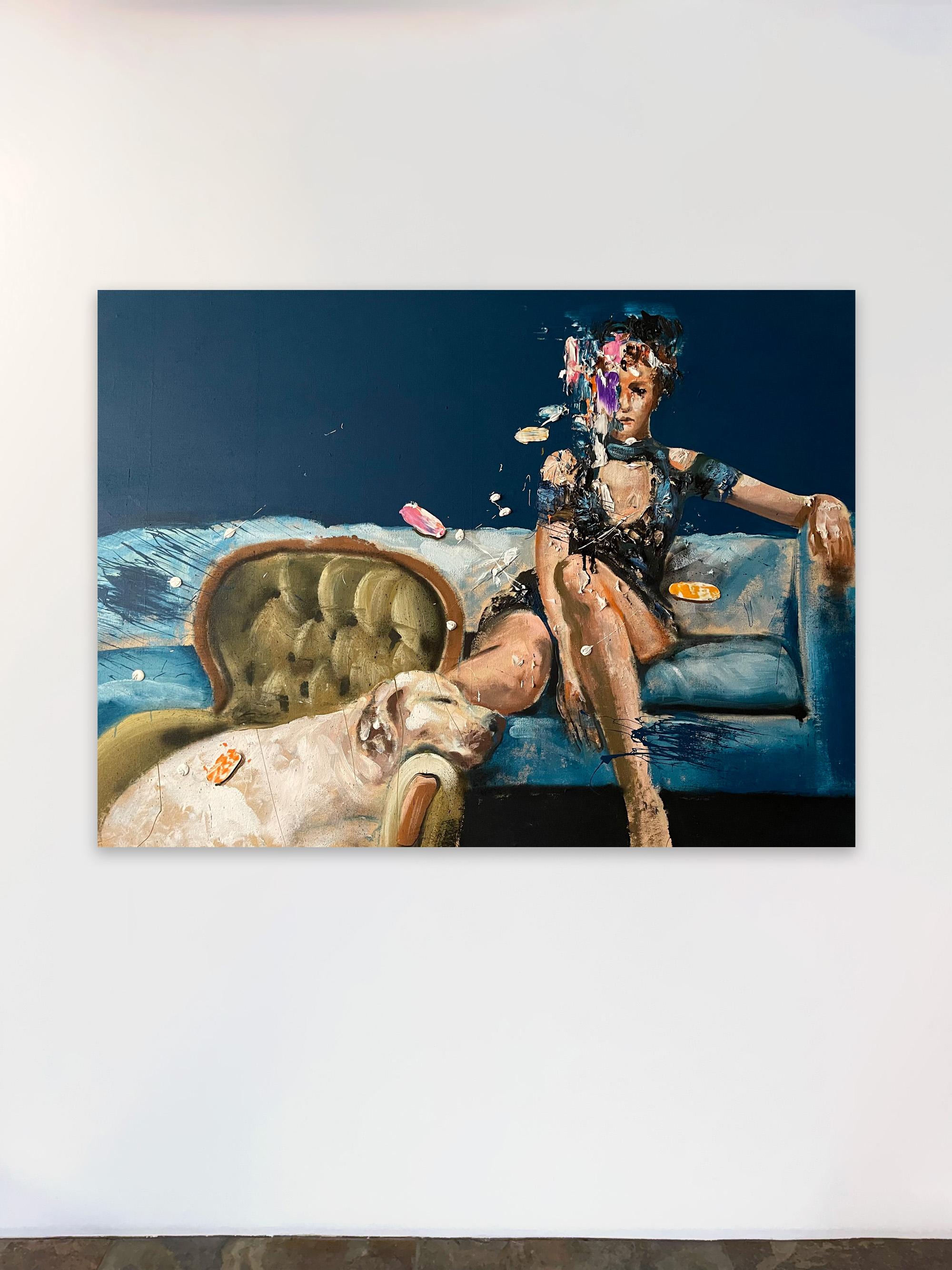 Afternoon by Martin Adalian, Acrylic, Oil on Canvas, Figurative, Dog, Impasto en vente 7