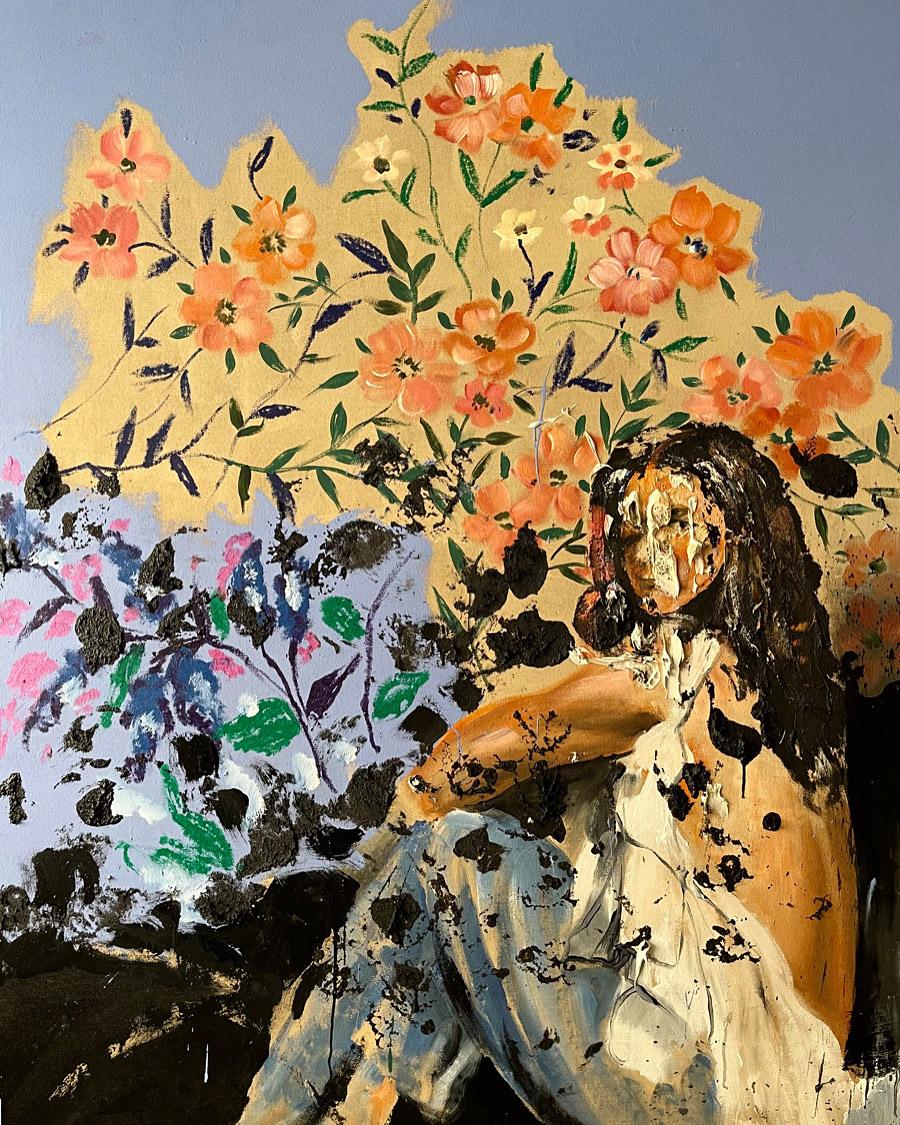 Jardín de la tarde_Martin Adalian_Acrílico/Oleo/Tar sobre lienzo_Figurativo/Impasto