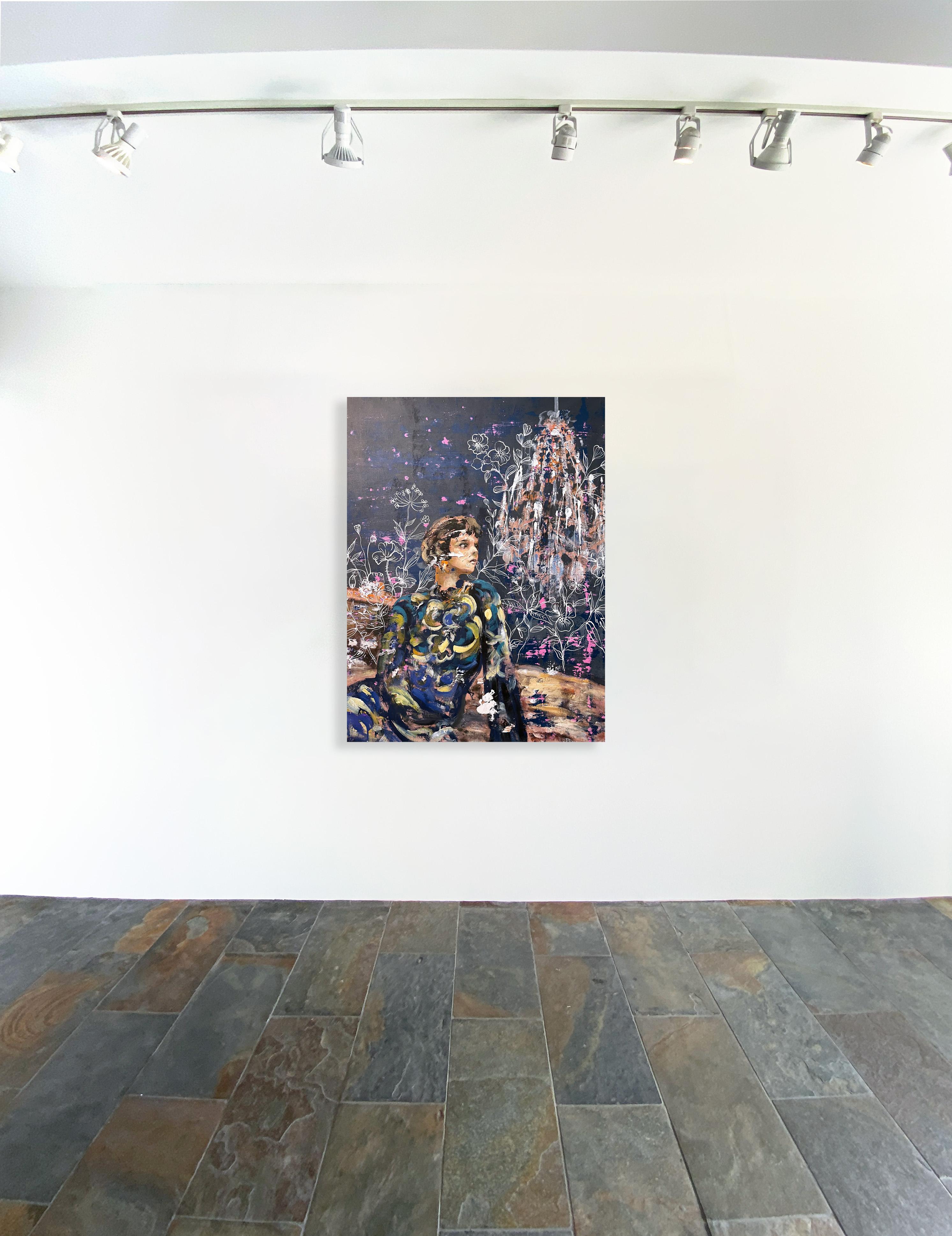 Lustre bleu par Martin Adalian, Acrylique, Huile sur toile, Figurative, Impasto en vente 2