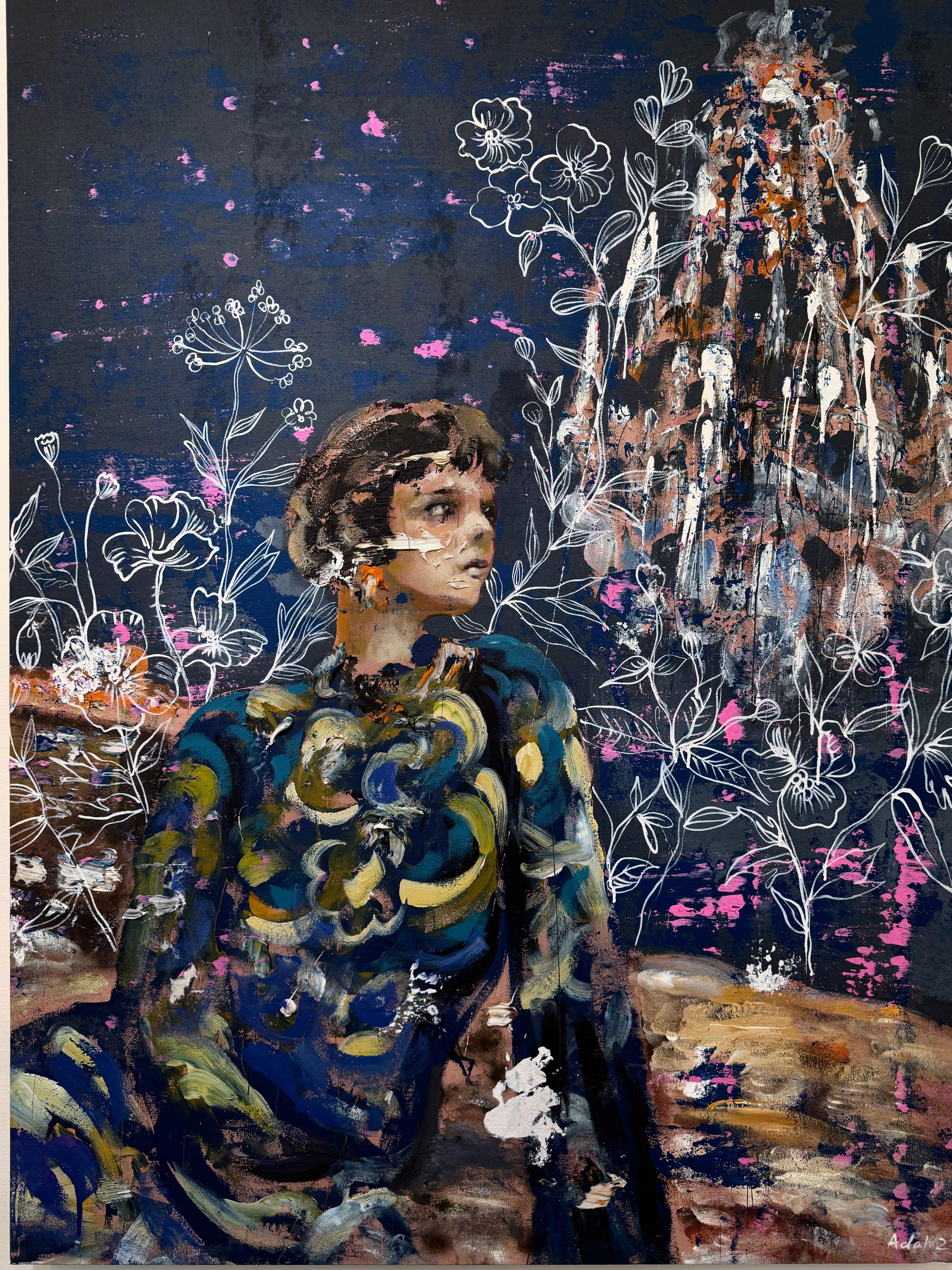 Lustre bleu par Martin Adalian, Acrylique, Huile sur toile, Figurative, Impasto en vente 3