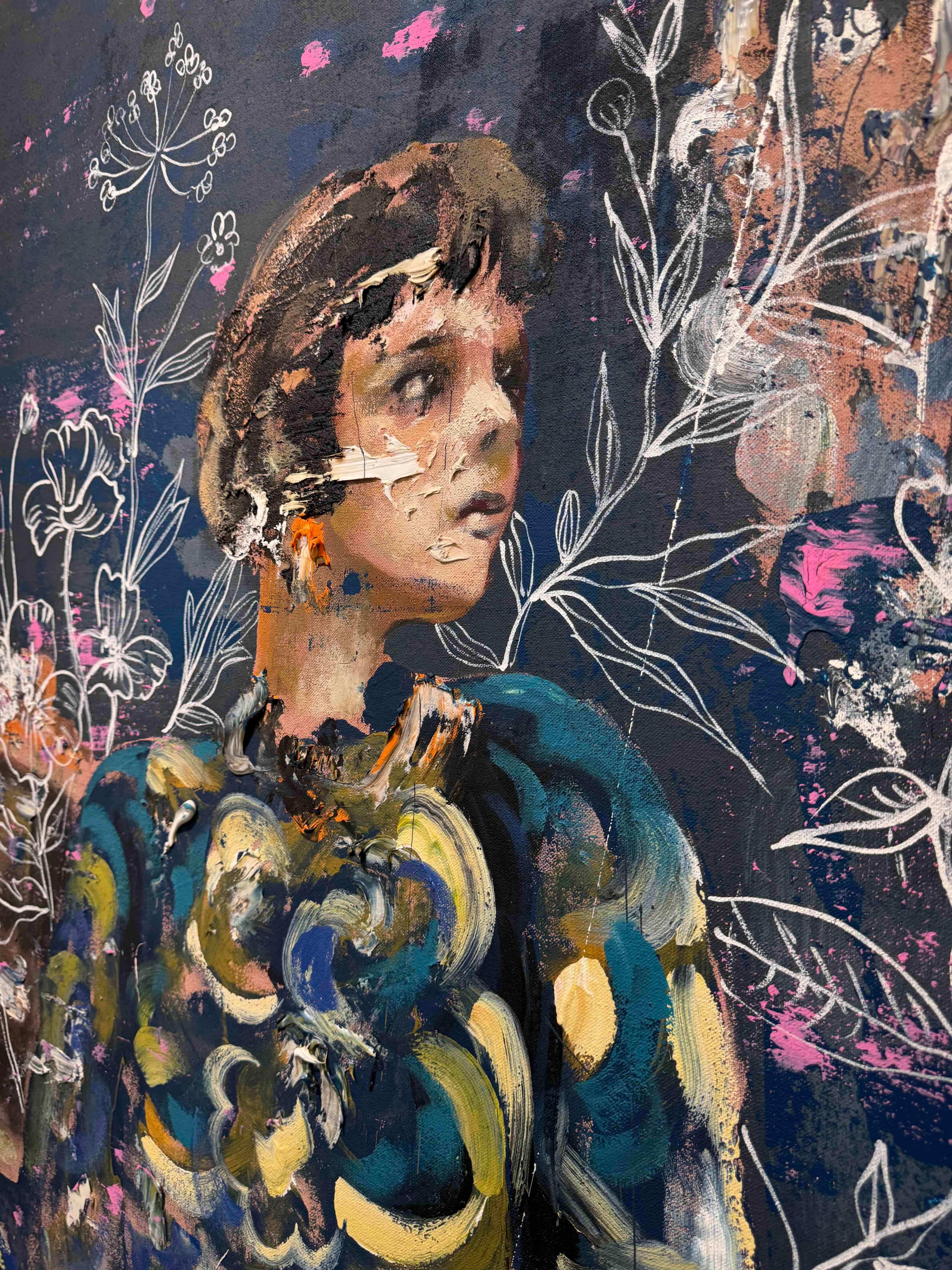 Lustre bleu par Martin Adalian, Acrylique, Huile sur toile, Figurative, Impasto en vente 4