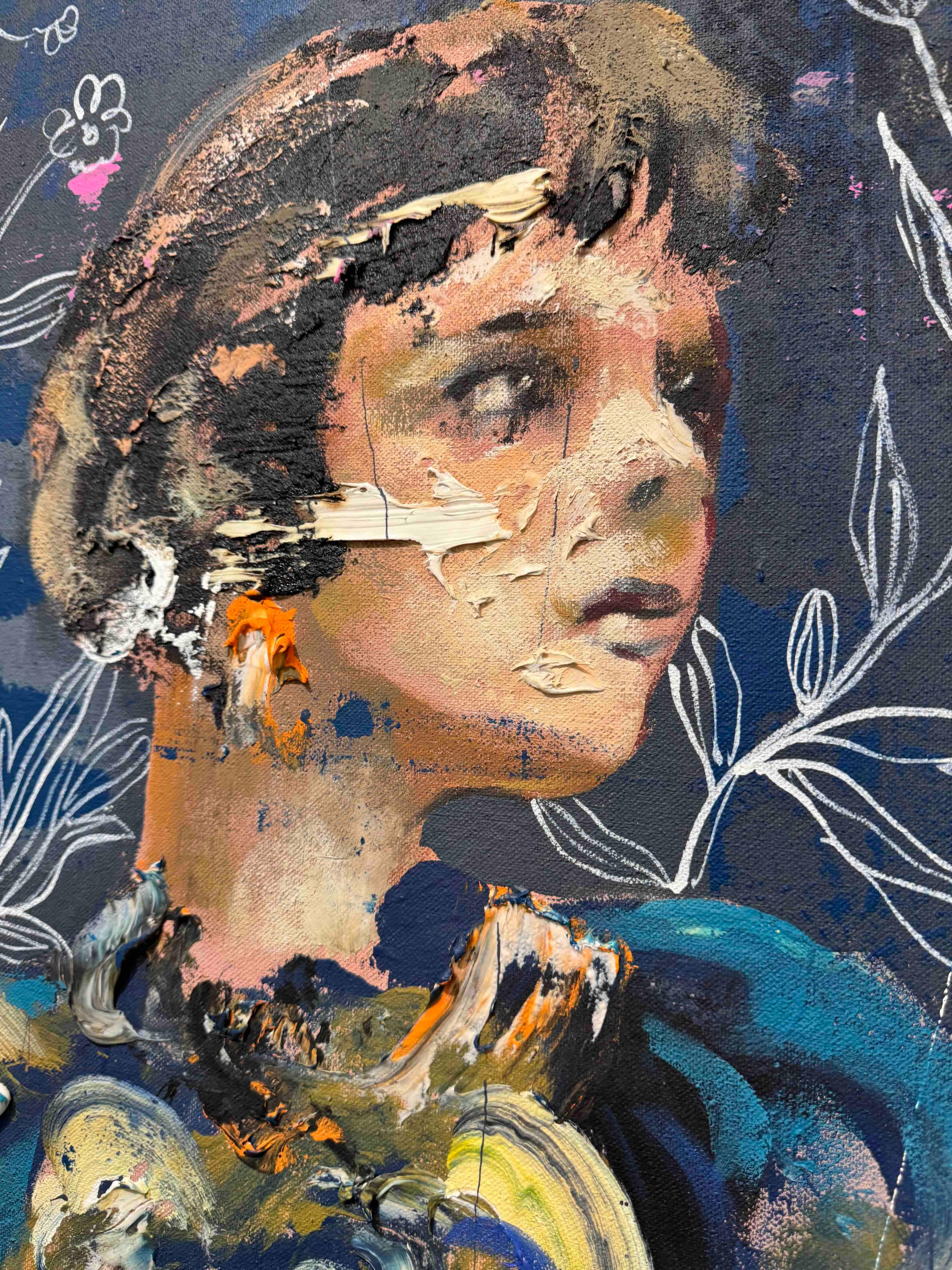 Lustre bleu par Martin Adalian, Acrylique, Huile sur toile, Figurative, Impasto en vente 5