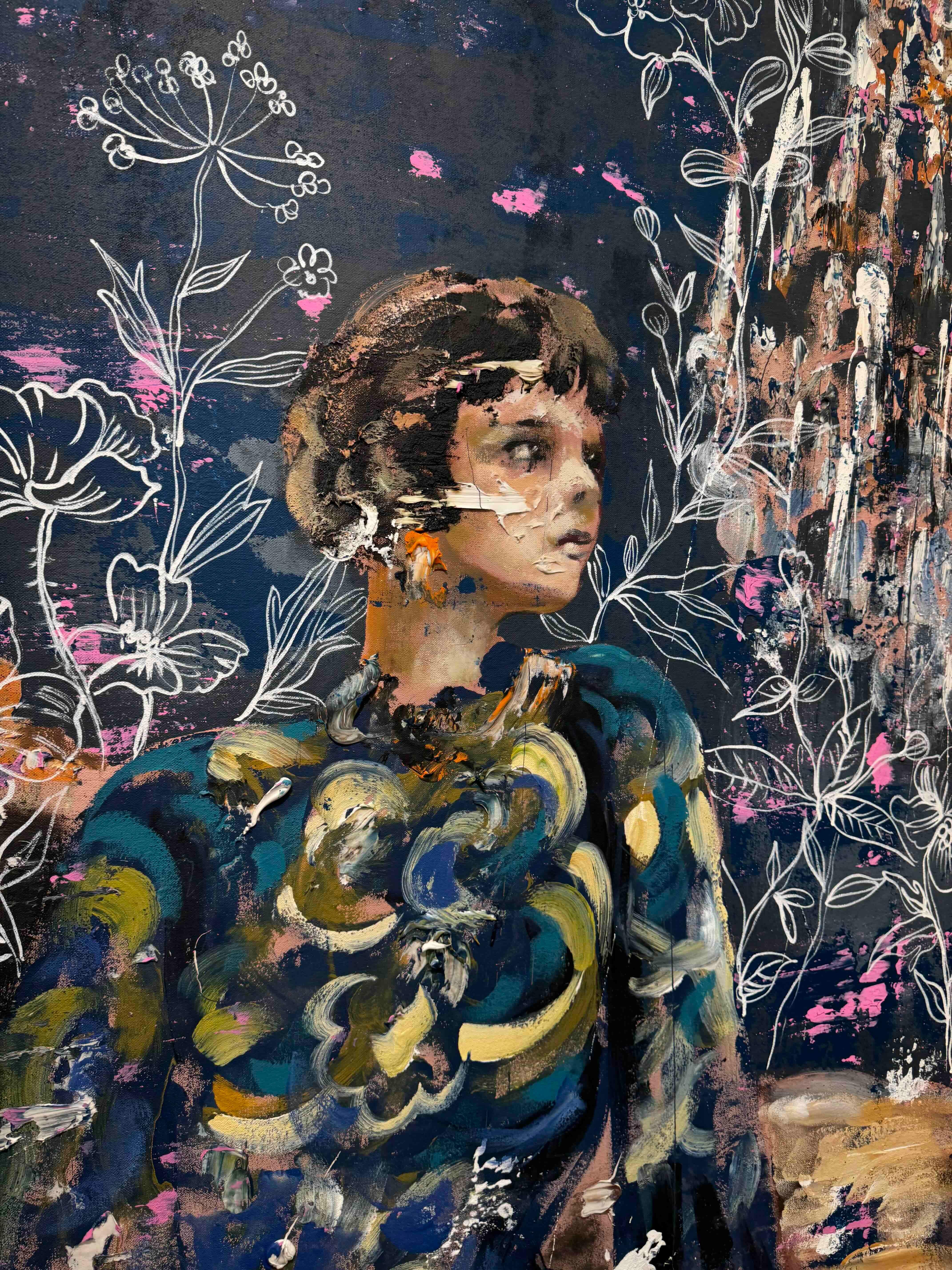 Lustre bleu par Martin Adalian, Acrylique, Huile sur toile, Figurative, Impasto en vente 6