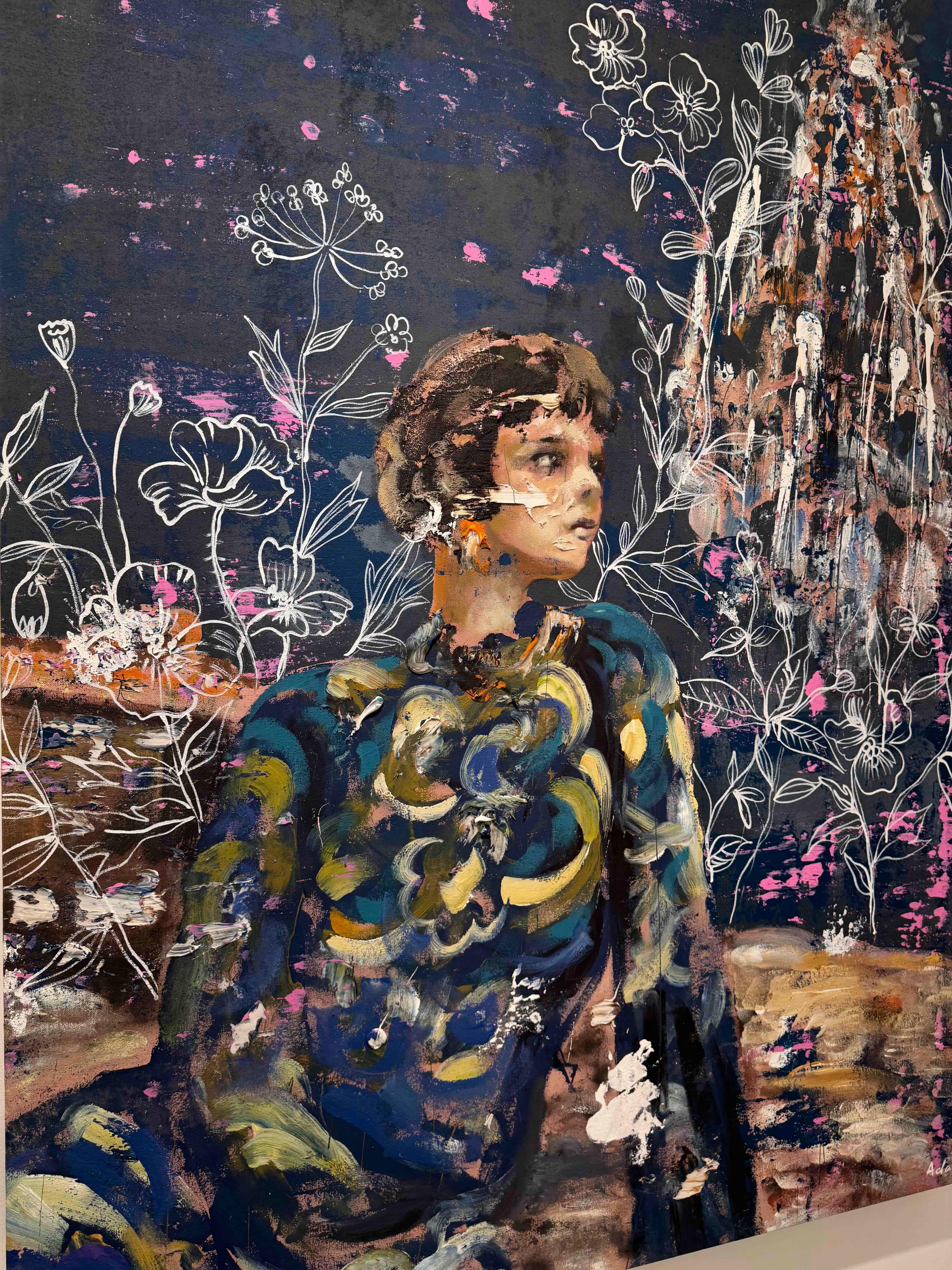 Lustre bleu par Martin Adalian, Acrylique, Huile sur toile, Figurative, Impasto en vente 7